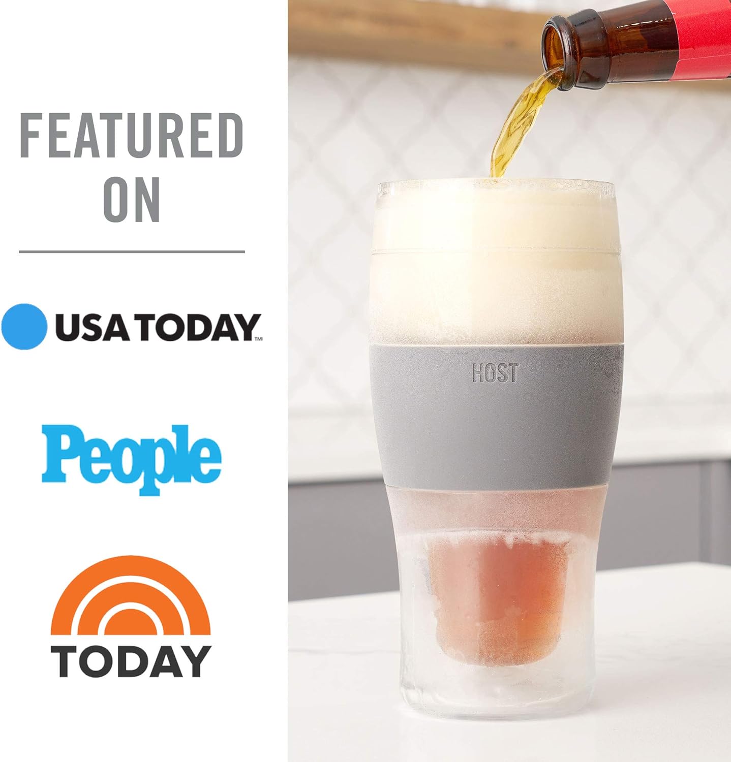 Host FREEZE Beer Glasses, Frozen Beer Mugs, Freezable Pint Glass Set, Insulated Pint Glass to Keep Your Drinks Cold, Double Walled Insulated Glasses