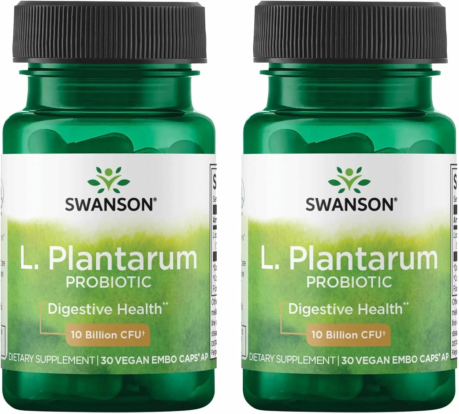 Swanson L. Plantarum - 10 Billion CFUs - Probiotic Supplement for Occasional Gas & Bloating - Supports Lower GI Tract Health* - No Refrigeration Needed - Non-GMO - 30 Vegan Capsules