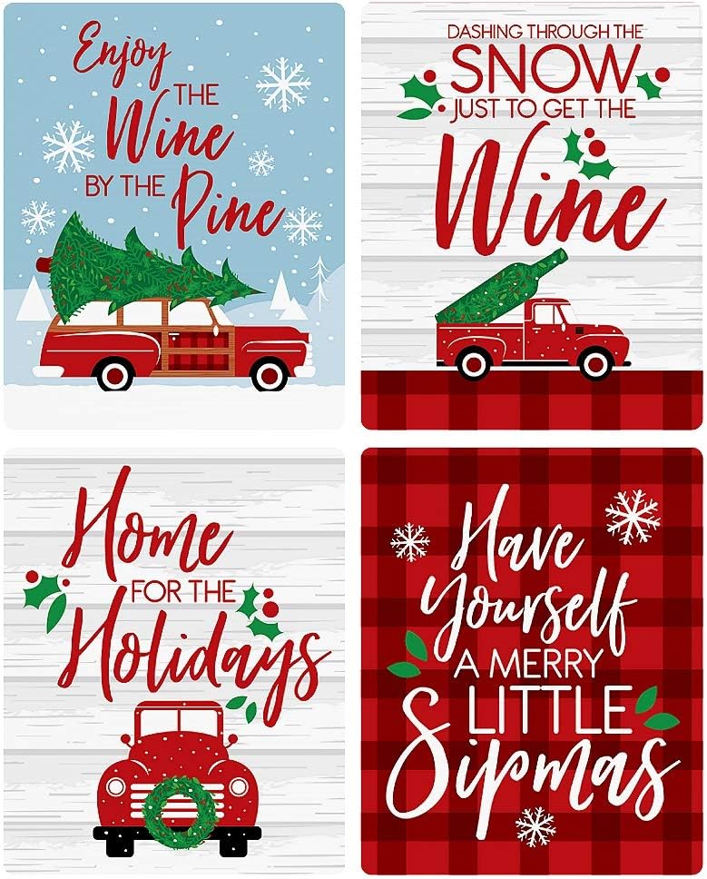 Big Dot of Happiness Ugly Sweater - Holiday and Christmas Wine Bottle Label Stickers - Set of 4
