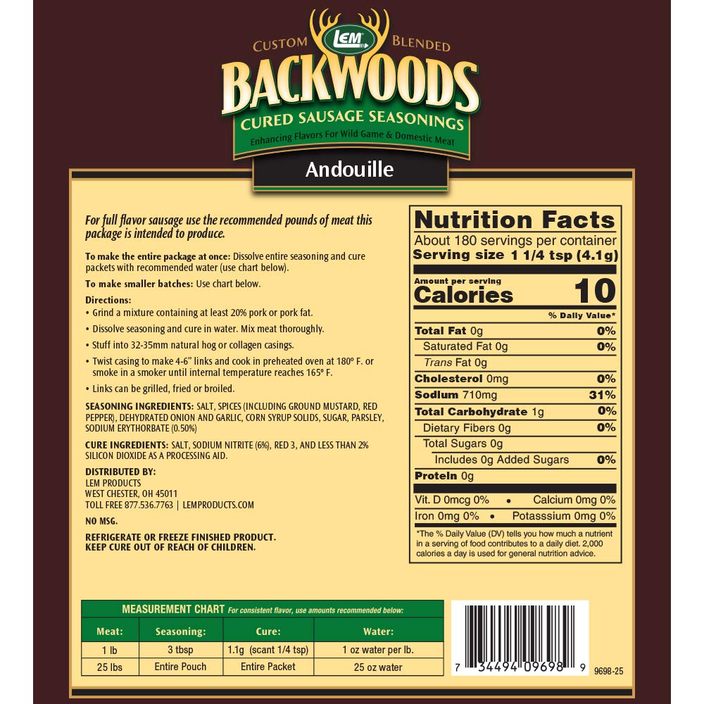 LEM Backwoods Cured Sausage Seasoning with Cure Packet, Jalapeno Summer Sausage