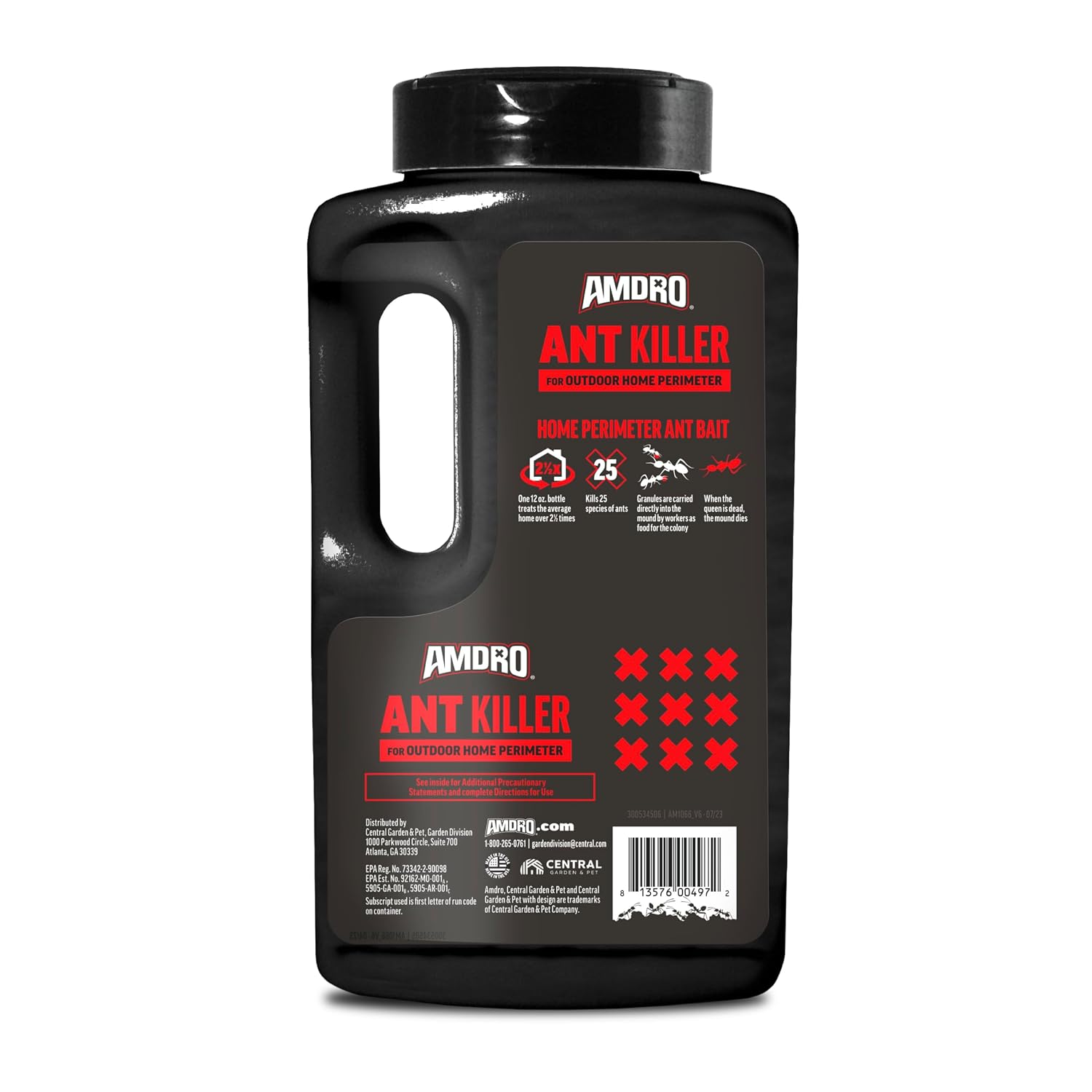 Amdro Ant Killer for Outdoor Home Perimeter, 24 Oz | Controls 25 species, outdoor ant bait, works up to 3 months, for lawns, landscaped areas, ornamental gardens