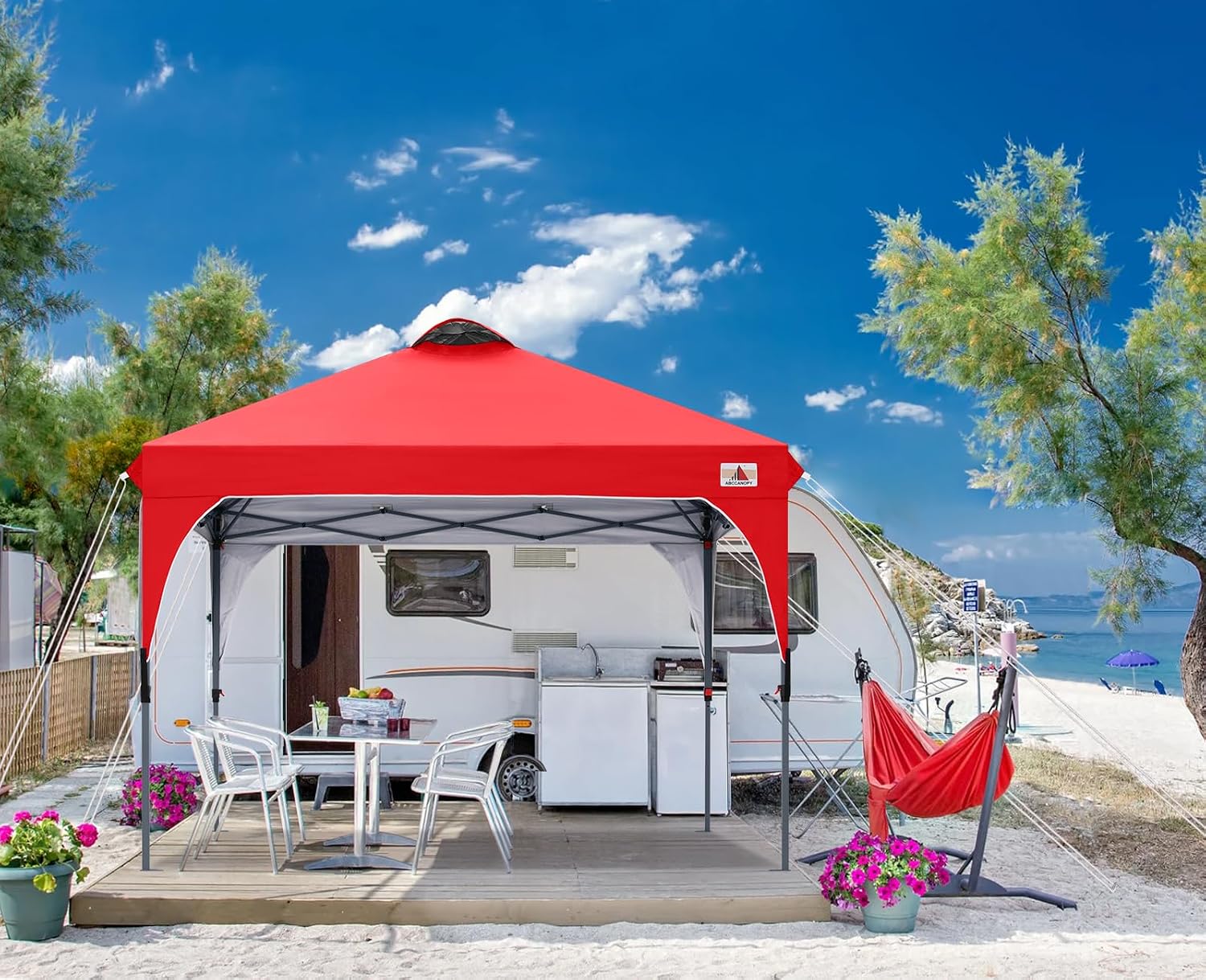 ABCCANOPY Outdoor Pop up Canopy Tent, 10x10 Instant Portable Canopy for Camping, Beach, Backyard,Gray | Water resistant & UV protection canopy, easy setup, with carry bag, ideal for camping, beach, backyard, market events