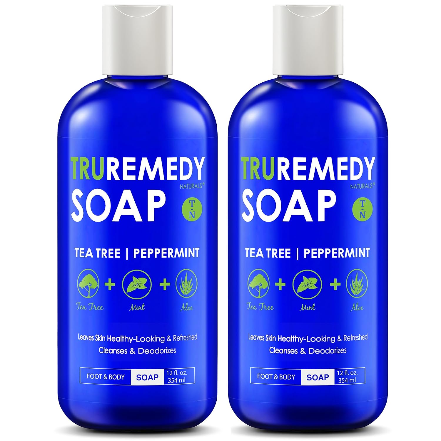 Truremedy Naturals 12 oz Tea Tree Oil Body Wash - Invigorating Tea Tree Soap with Peppermint, Aloe, Eucalyptus, Coconut and Olive Oil - Refreshing Body Wash for Men and Women - Shower Gel Cleanser
