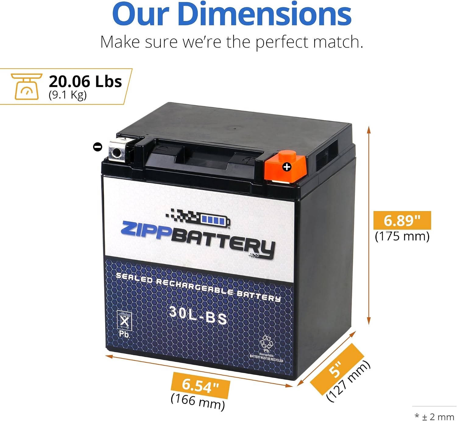 ZIPPBATTERY YTX30L-BS 12V 385 CCA AGM – Maintenance-Free 30Ah Battery for Harley, ATV, UTV, Jet Ski – T3 Nut & Bolt Terminal – Fits Harley Road King, Polaris Sportsman 850, Can-Am Outlander