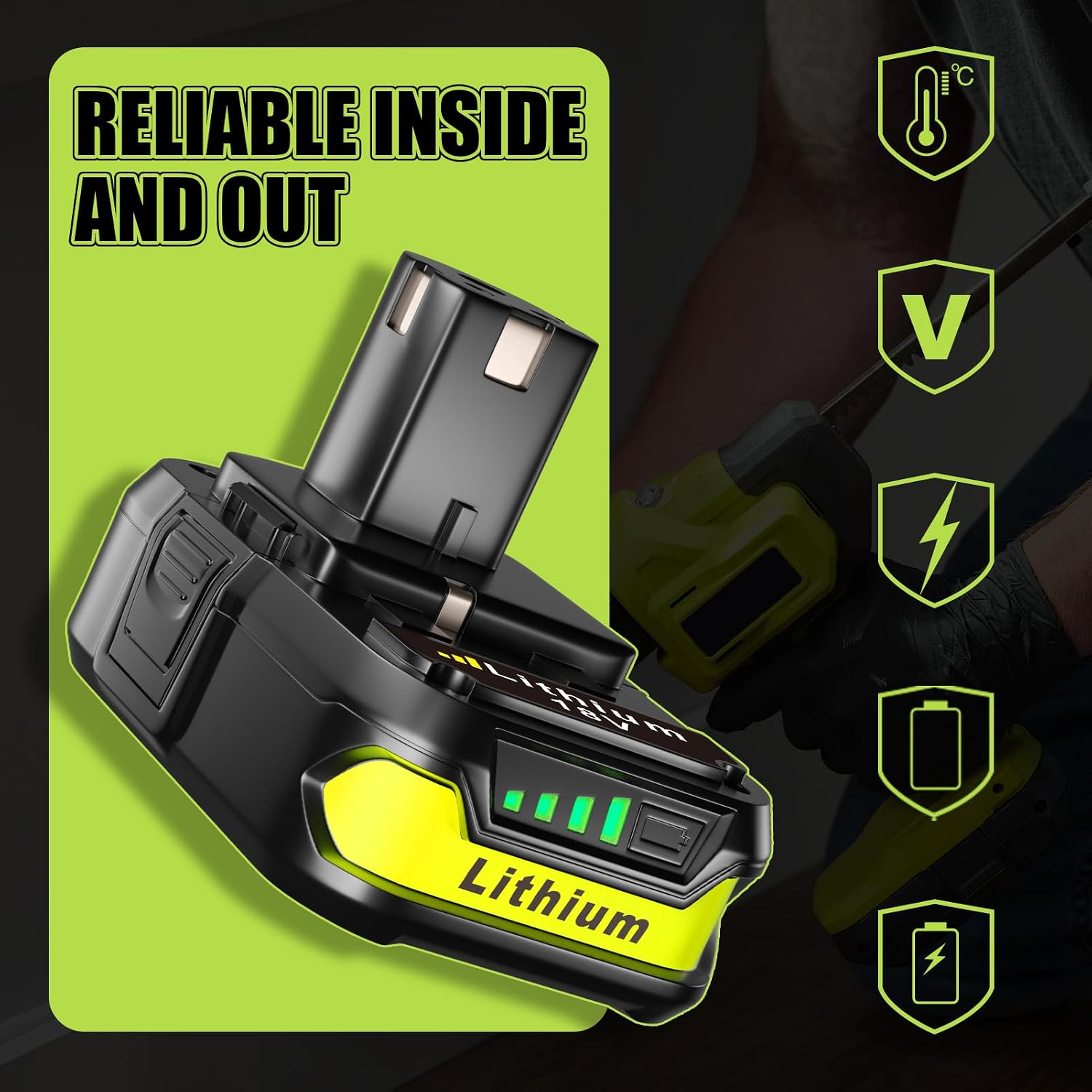 VINIDA 2-Pack 3.6Ah P102 Replacement for Ryobi 18V Battery High Performance P103 P104 P105 P107 P108 Compatible with Ryobi Battery Cordless Power