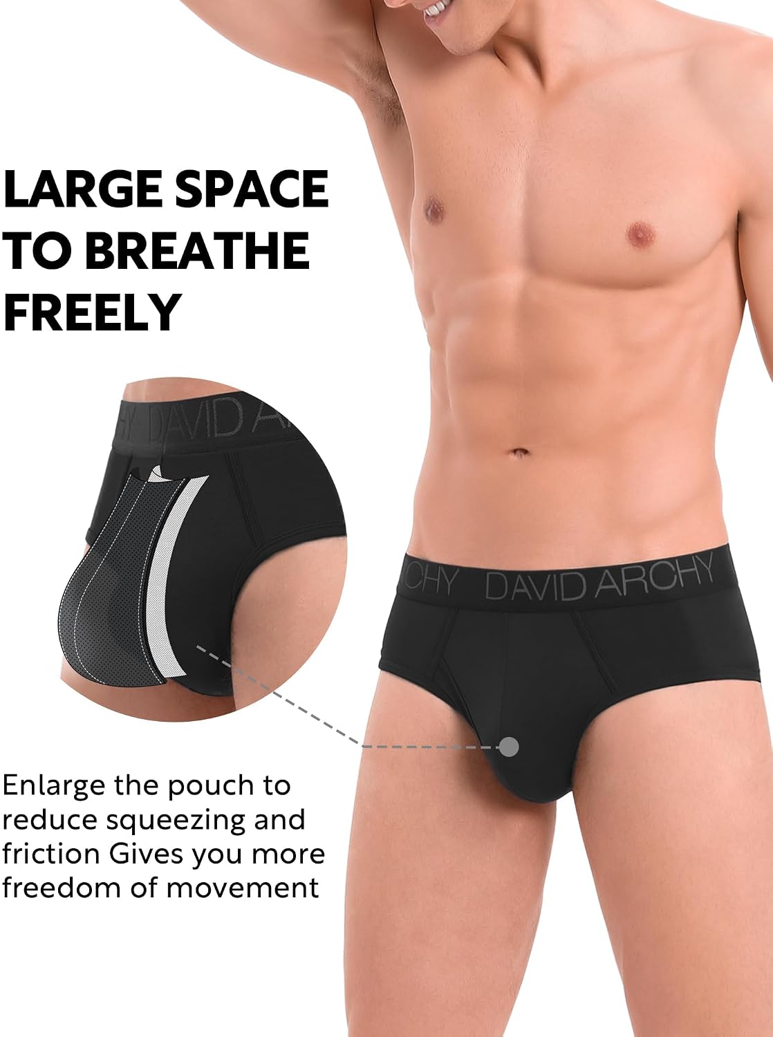 DAVID ARCHY Men's Bamboo Rayon Briefs Underwear Breathable Support Pouch