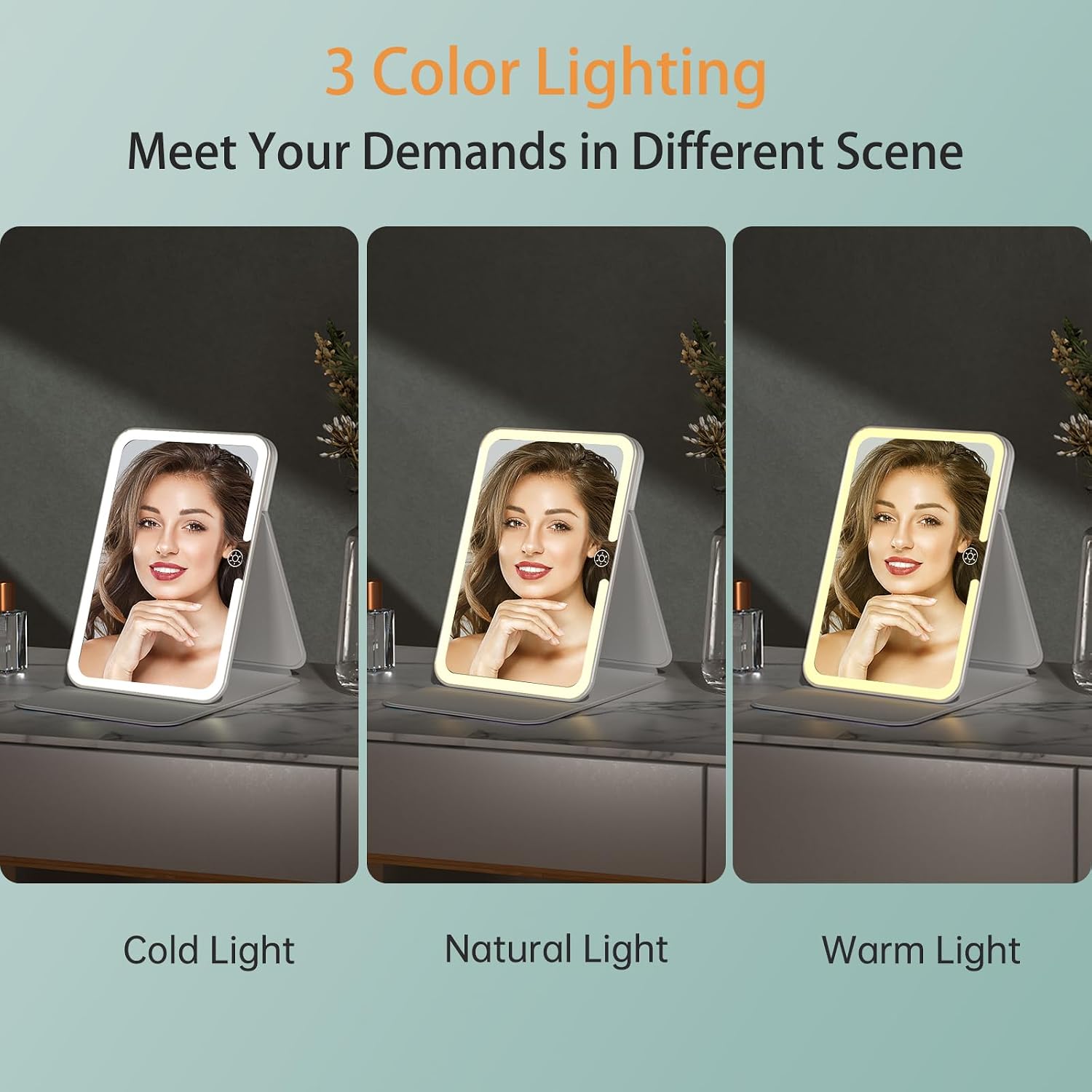 FUNTOUCH Rechargeable Travel Makeup Mirror with 72 Led Lights