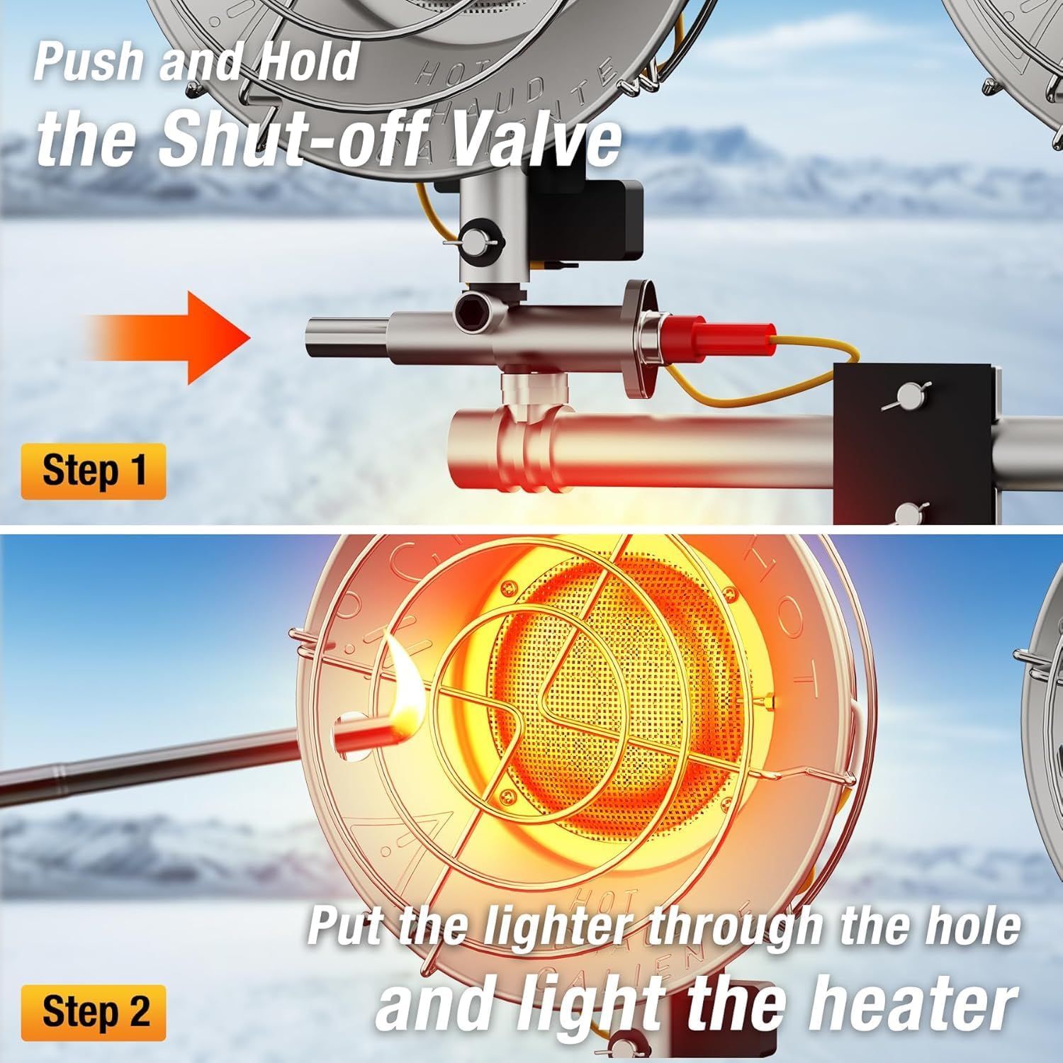 30000 BTU Propane Heater Outdoor, Double Tank Top Cordless Radiant Gas Heater, Tip-Over Protection, Safety Shut-off Valve for Patio, Camping, Fishing