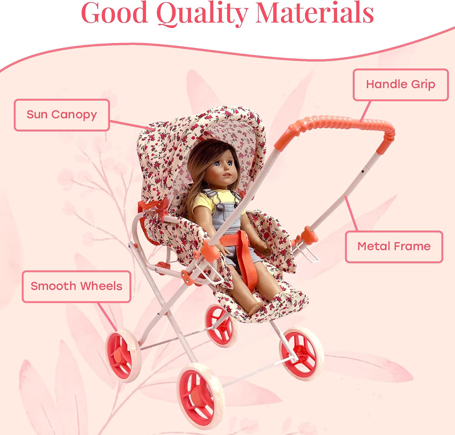 Baby Doll Stroller Play Set, 3-in-1 Babydoll Stroller with Removable Bassinet Baby Carriage for Dolls Toy Doll Stroller for Toddlers 3-4 Years,