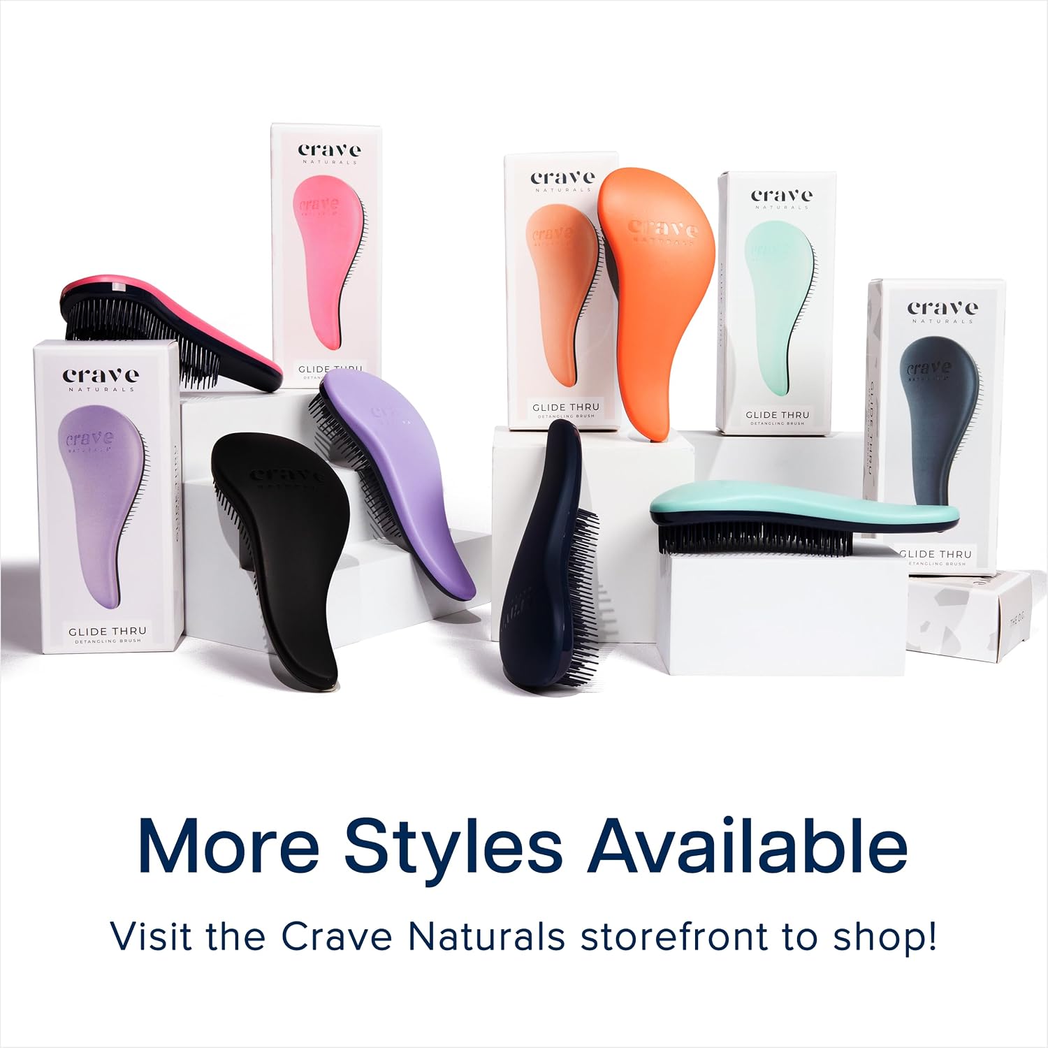 Crave Naturals Glide Thru Hair Brush - Detangler Brush for Curly, Straight, Wet or Dry Hair - Gentle Detangling Brushes for Adults, Kids, Toddlers - Hair Accessories for Women, 7.5x3" - Pink