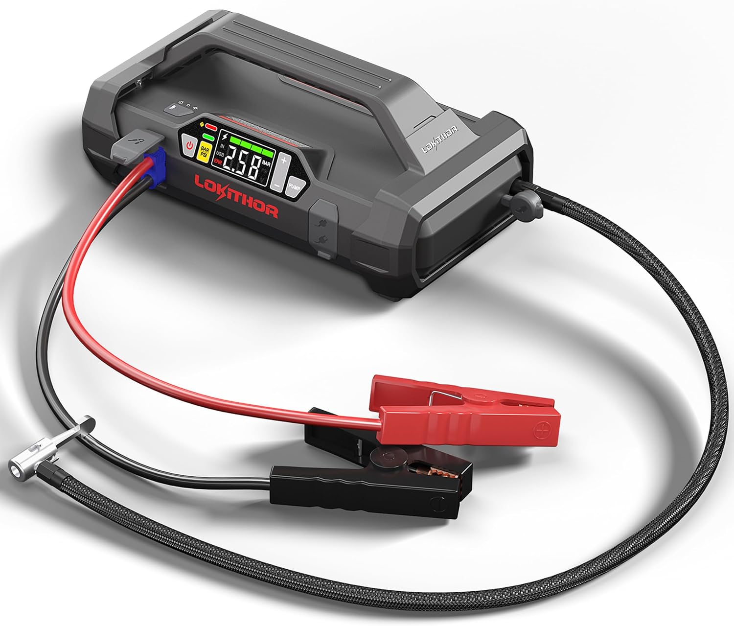 LOKITHOR JA400 Jump Starter with Air Compressor(7.5L Gas & 5.5L Diesel) | 1750A 12V Portable Jumper Box | 150PS 40LPM Tire Inflator, Digital Display