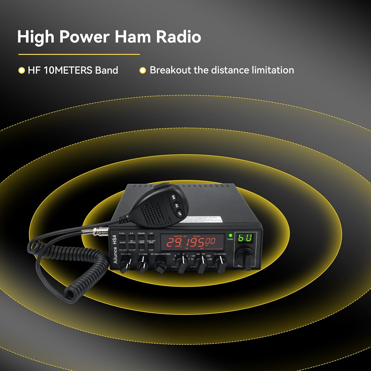 Retevis Ailunce HS4 10 Meter Radio, SSB CW AM FM PA Ham Radio Base Station | High Power Mobile Transceiver, Noise Reduction, SWR Protection, ASQ