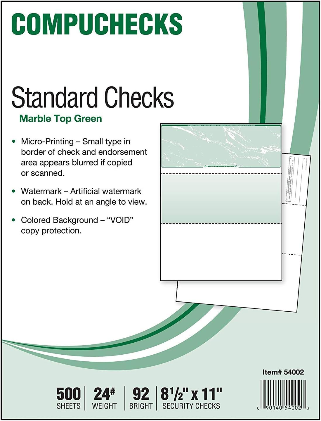 Compuchecks Blank Check Paper 500 Pack, Check on Top, QuickBooks Compatible | Blue Diamond High Security Computer Business Checks, Voucher on Bottom, 8.5x11, Works with Laser & Inkjet Printers, USA Made