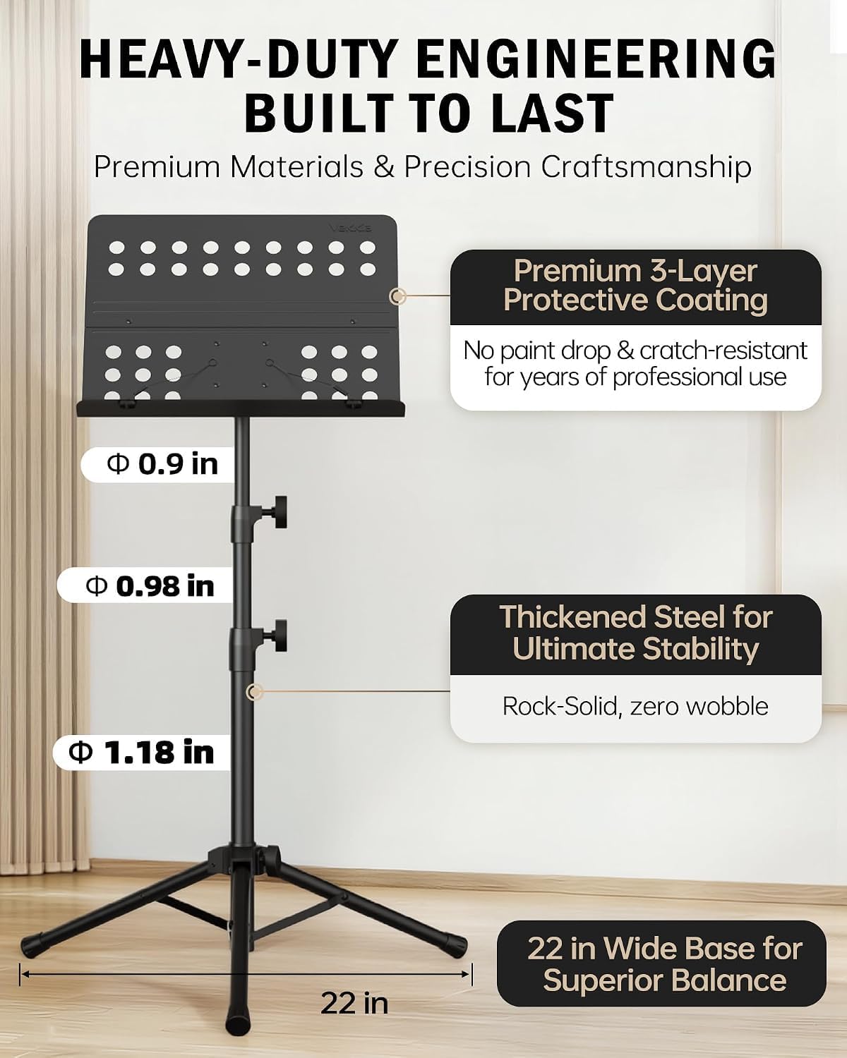 Vekkia Metal Professional Portable Perforated Sheet Music Stand