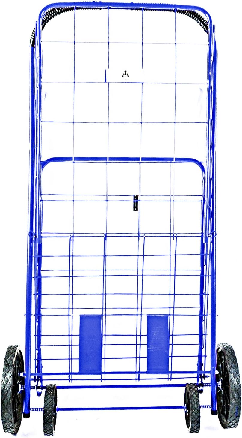ATH Large Deluxe Rolling Utility / Shopping Cart - Stowable Folding Heavy Duty Cart with Rubber Wheels For Haul Laundry, Groceries, Toys, Sports Equipment, Red