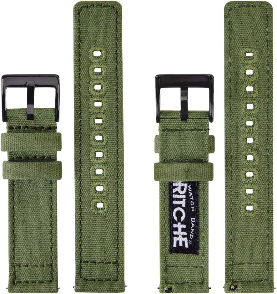 Ritche Christmas Gift Canvas Vintage Quick Release Watch Band 18mm 20mm 22mm 24mm Replacement Watch Straps for Men Women, White Elephant Gifts, Stocking Stuffers for Men, Father's Day gifts