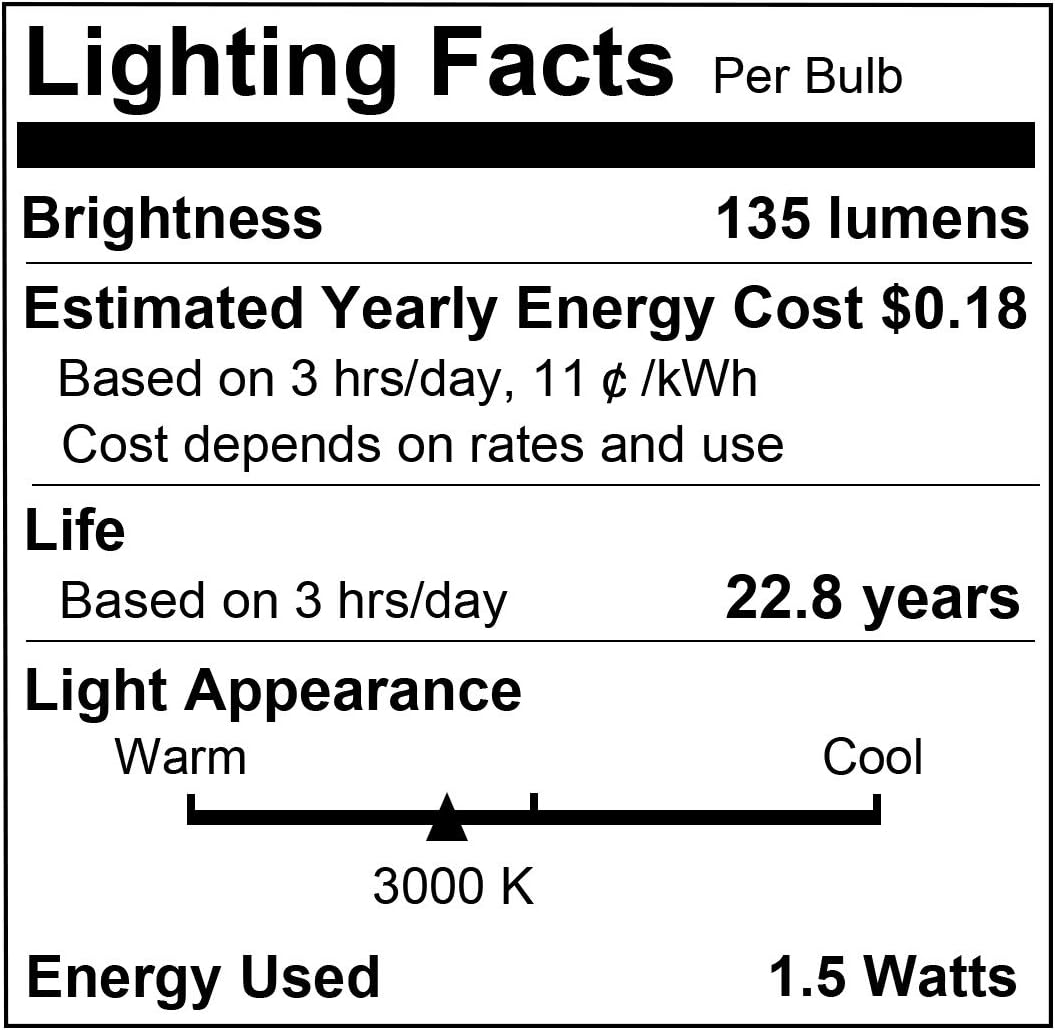 L LOHAS LED C7 S6 Night Light Bulb, Mini LED Bulb Candelabra E12 Base | 15 Watt Light Bulbs Equivalent(1.5W), Soft/Warm White 3000K LED, Small Light for Bedroom Salt Lamp(6 Pack)