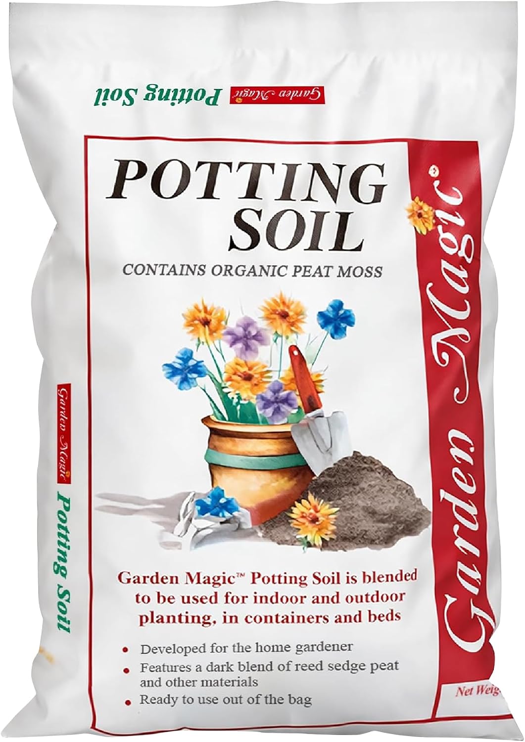 Michigan Peat 20 Pound Bag of Garden Magic General Purpose Moisture Retaining Potting Soil Mix for Indoor and Outdoor Planting