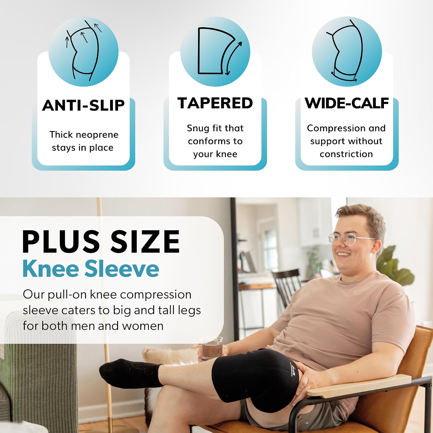 BraceAbility Plus Size Neoprene Knee Sleeve - 5X Bariatric Compression Support Brace for Women's or Men's Arthritis Joint Pain Relief and Treatment, Fitting Big Legs and Obese Thighs (5XL)