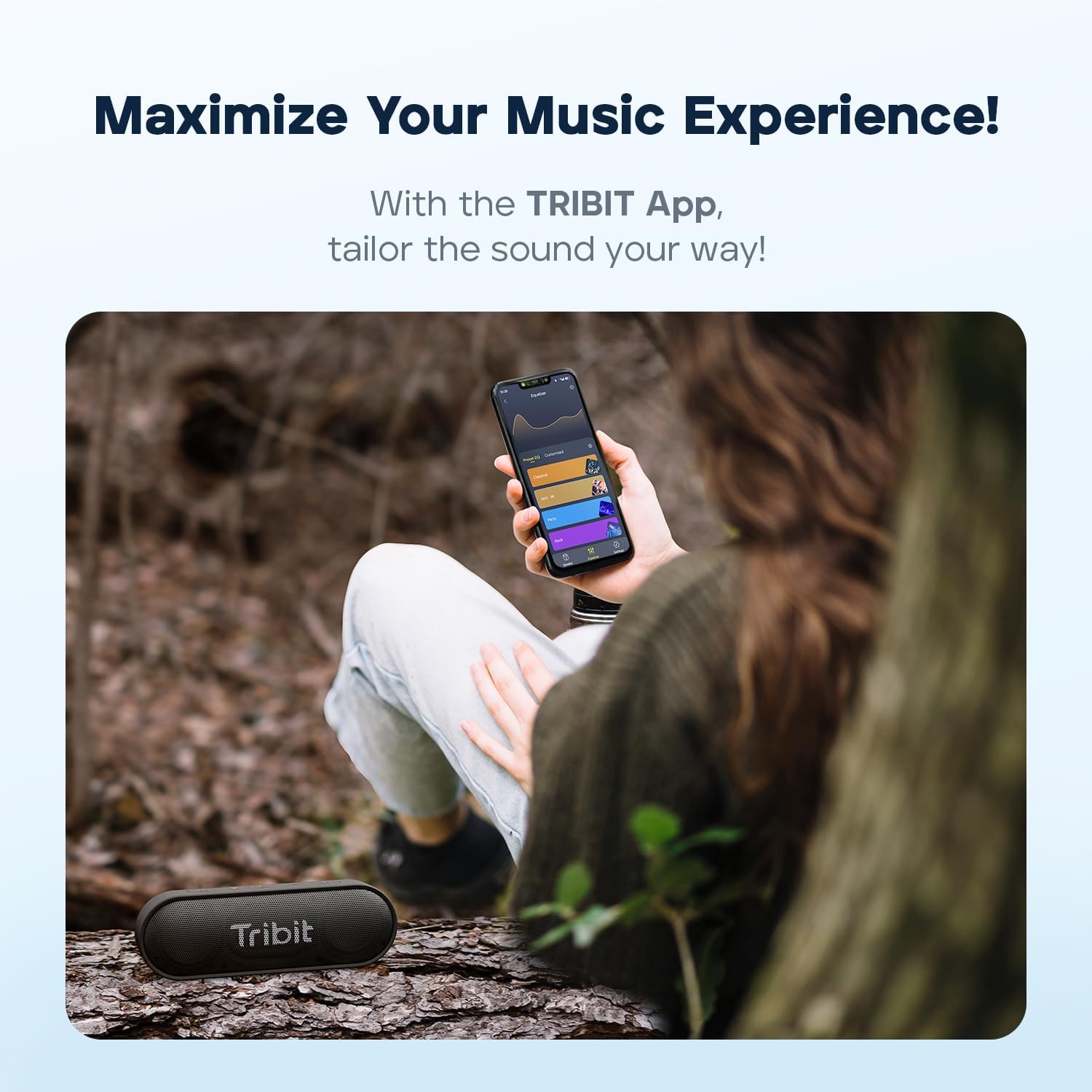 Tribit XSound Go Portable Bluetooth Speaker, 16W, 24H Playtime, Black | IPX7 Waterproof, Custom EQ, XBass, BT5.3, Wireless, Loud Sound, TWS Pairing, Type-C, Outdoor, Home, Travel, Beach, Shower