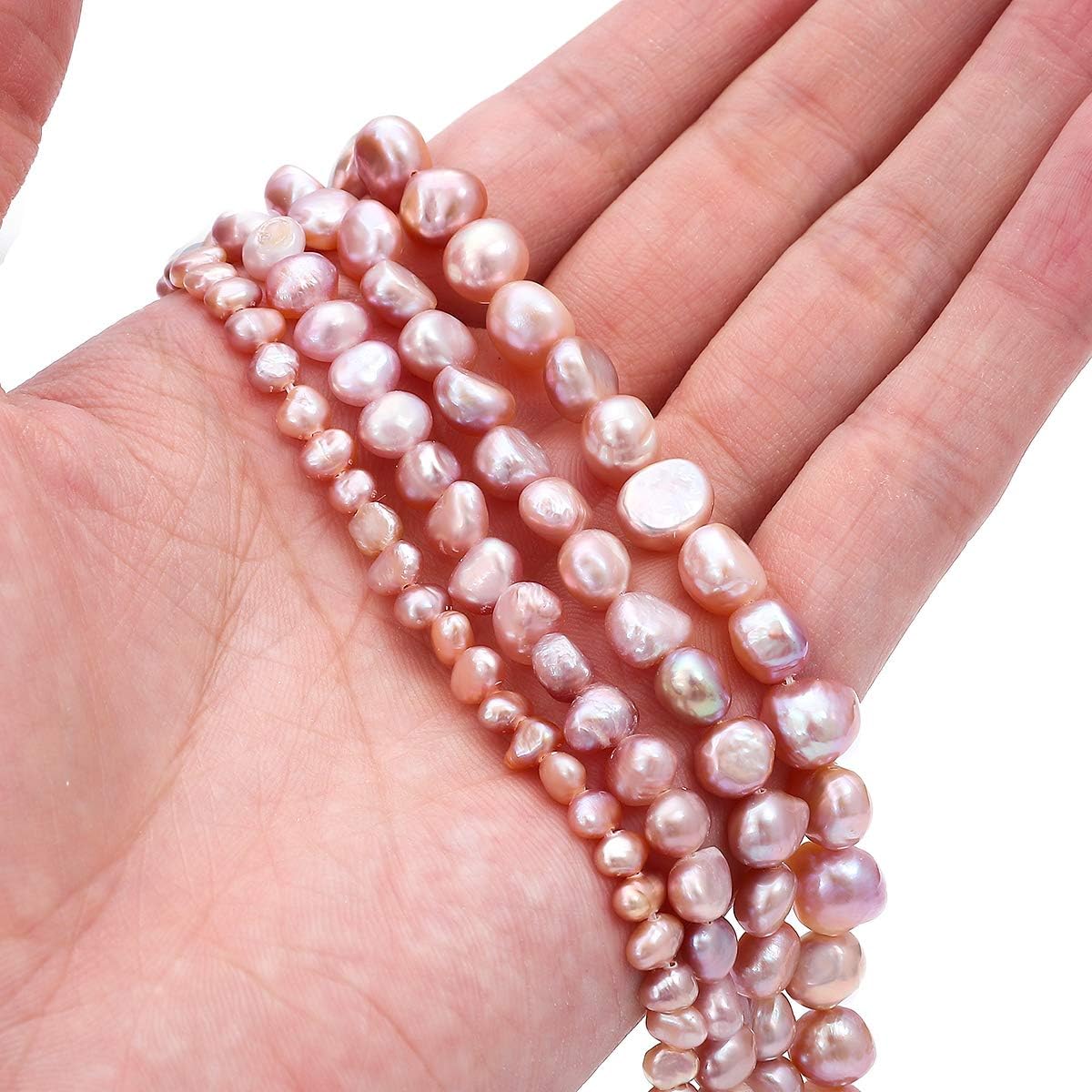 BEADIA Natural Pearl Beads Side Hole 7-8mm Purple Freshwater Cultured Loose Gemstone Beads for DIY Jewelry Making 13.8''/Strand