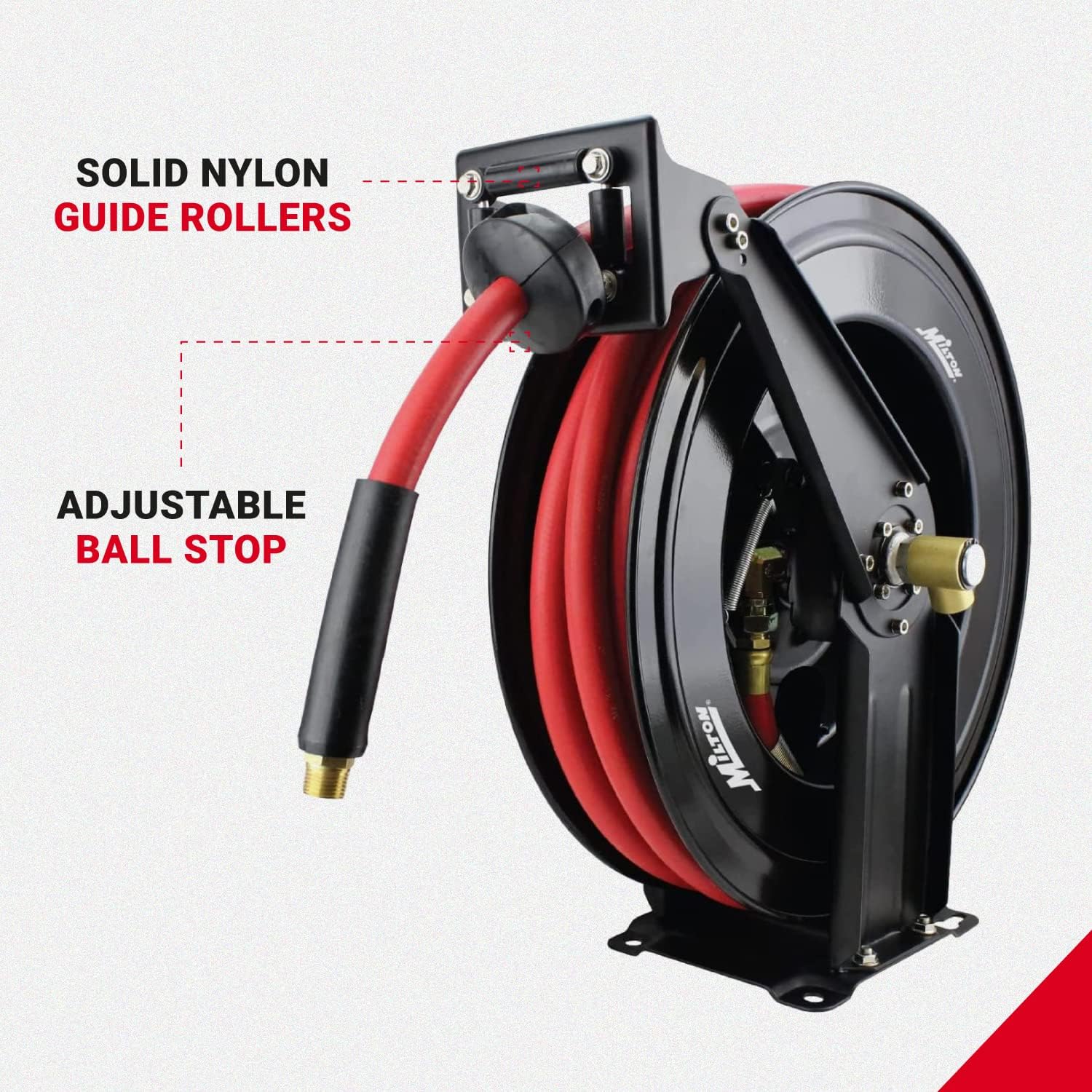 Milton 2780-50D - Steel Dual Arm Auto-Retractable Air Hose Reel, 1/2" x 50 ft. Rubber Hose - 300 Max PSI