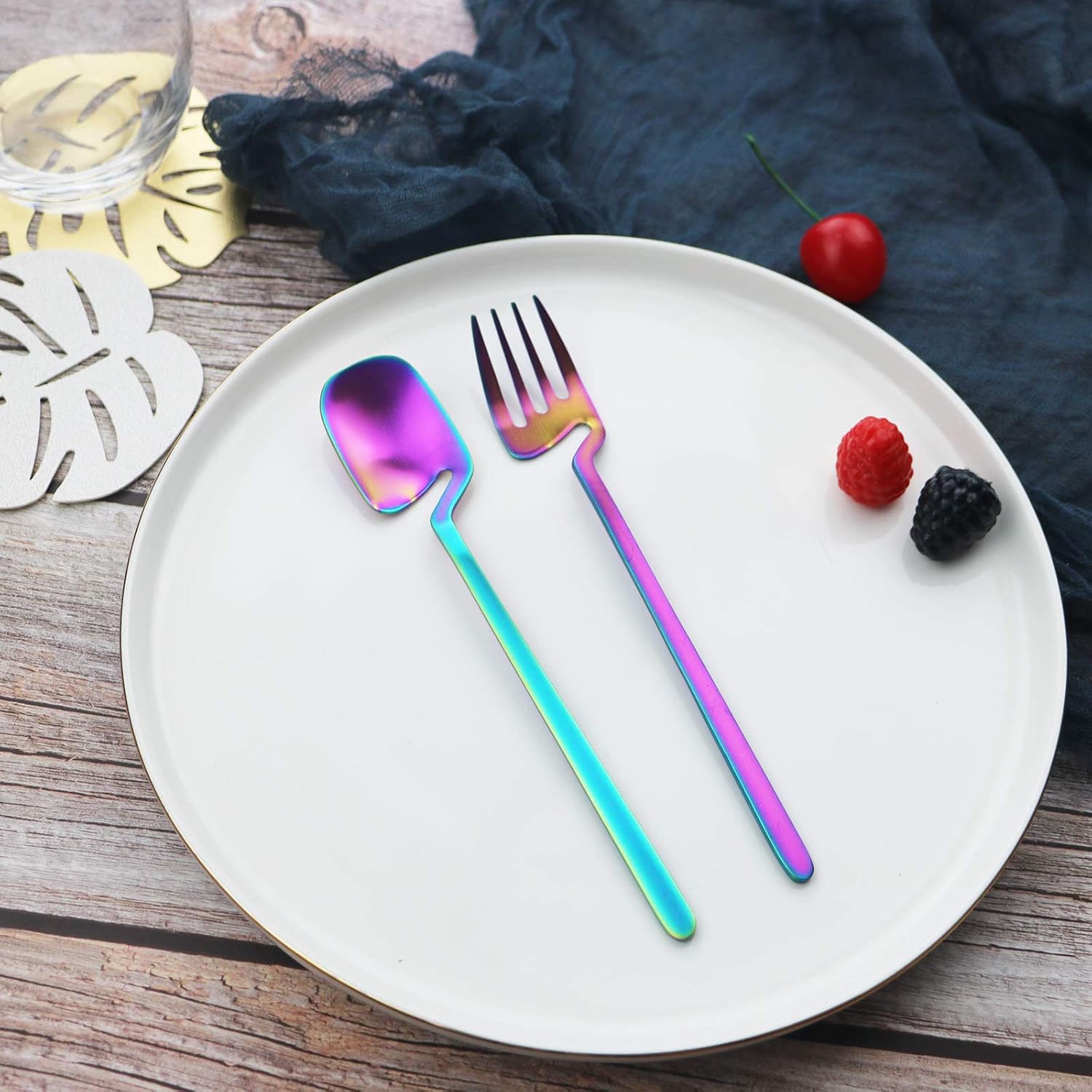 JASHII Silverware Set Satin Finish 24-Piece Stainless Steel Flatware Set Kitchen Utensil Set Service for 6 Tableware Cutlery Set Dishwasher Safe