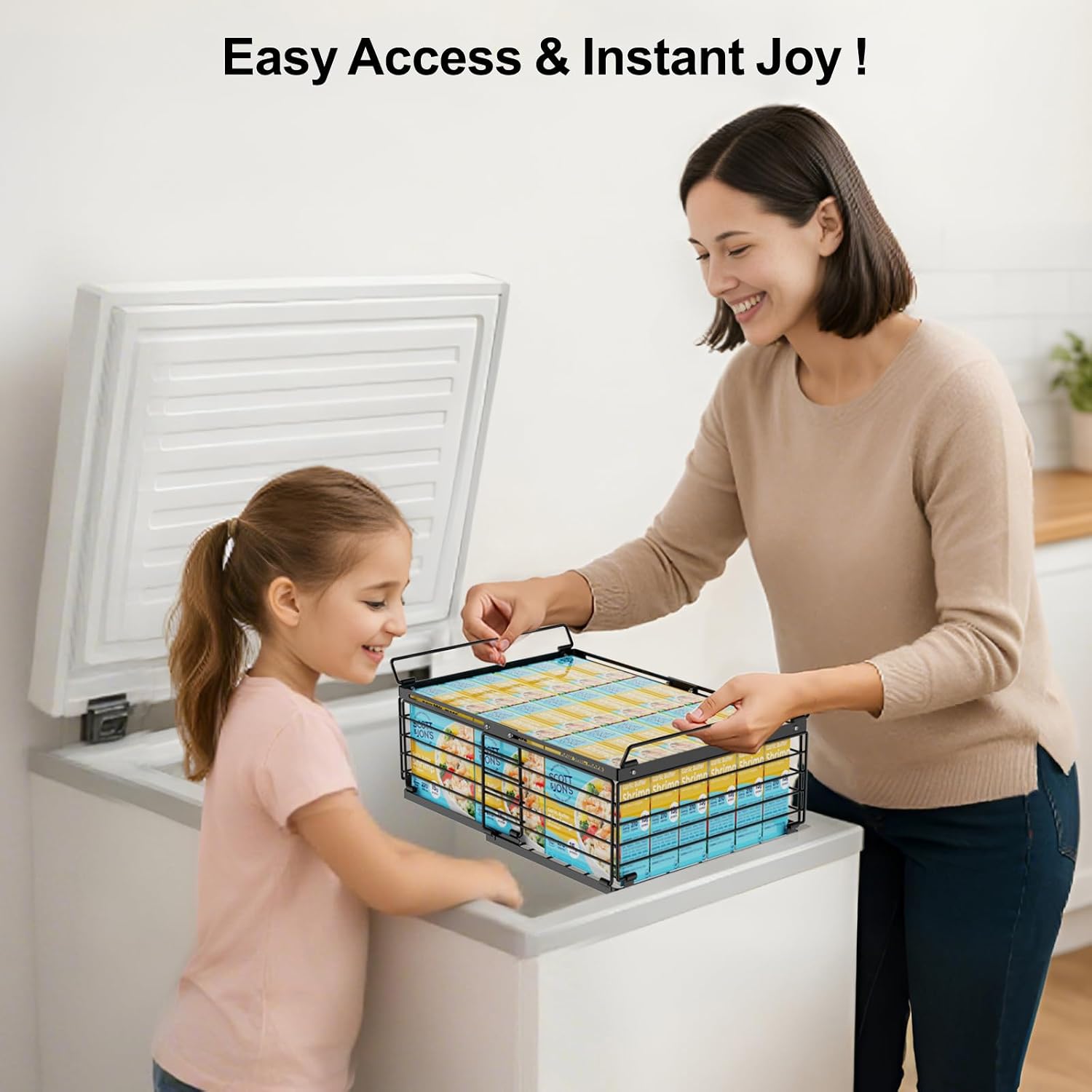 iSPECLE Freezer Organizer Bins - 2 Pack Expandable Freezer Bins for 10 to 20 Cu.Ft Chest Freezers