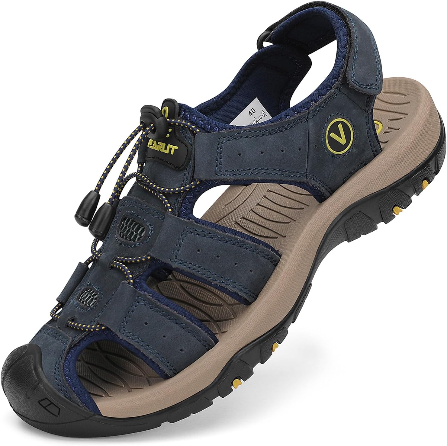 FLARUT Men's Sport Sandals Closed Toe Leather Water Hiking Shoes