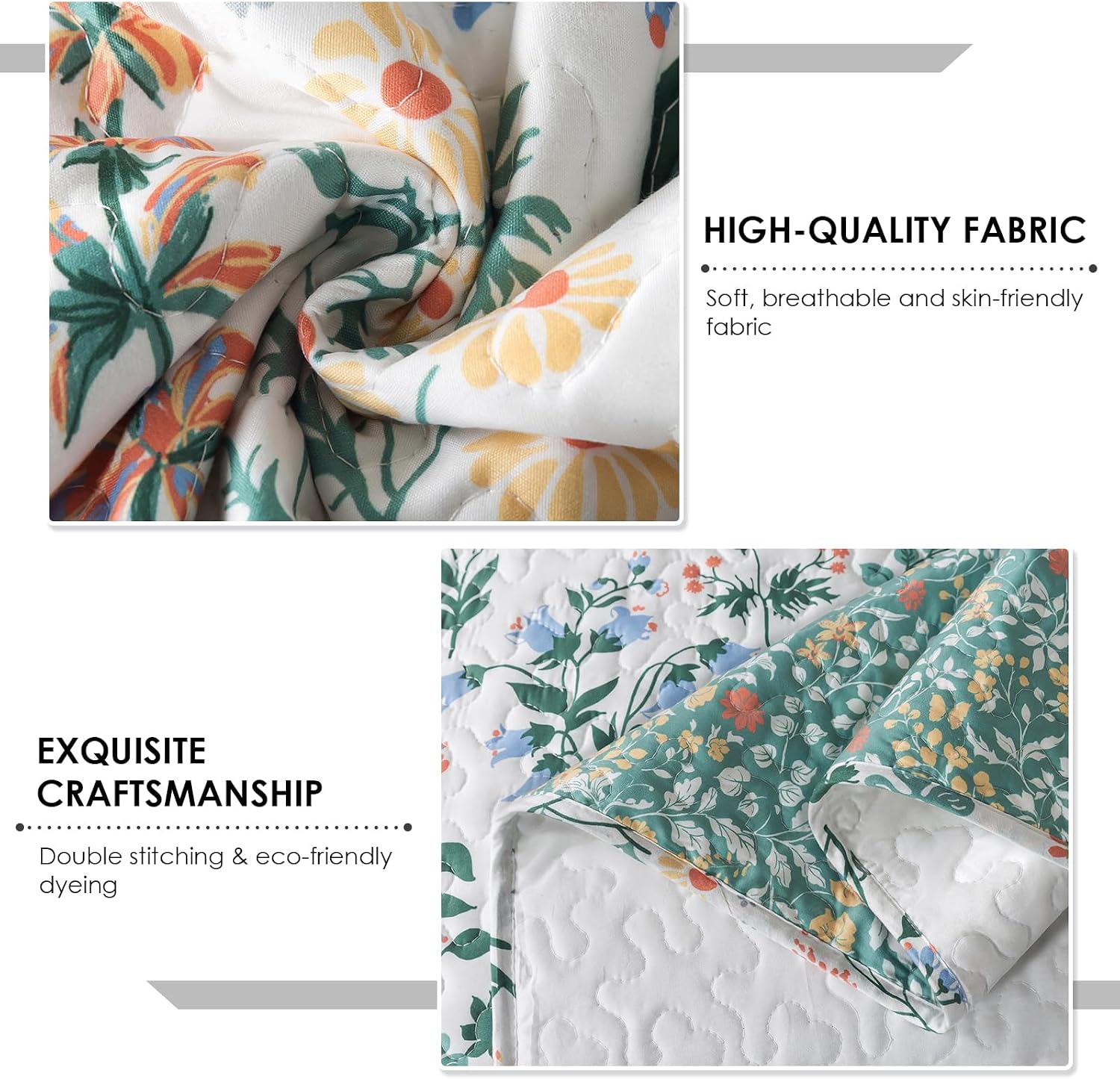 Travan Queen Quilt Set 3-Piece Bedspread Quilted Oversized Lightweight Microfiber Coverlet Set with Shams Violet Purple Floral Pattern Quilted