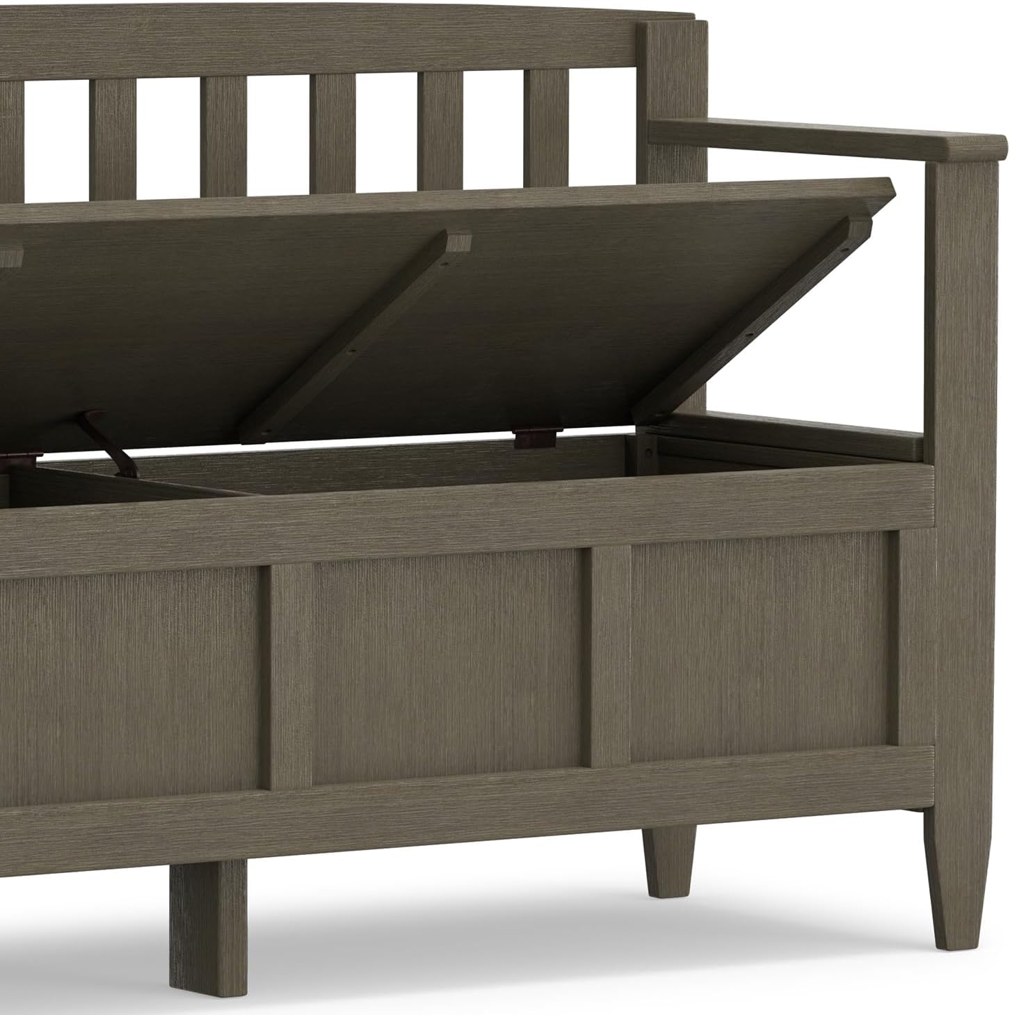 SIMPLIHOME Connaught 30" Wide Solid Wood Storage Bench in Chestnut Brown | Contemporary entryway bench with lift-up lid and hidden storage; mudroom, hallway, foyer, or shoe bench.