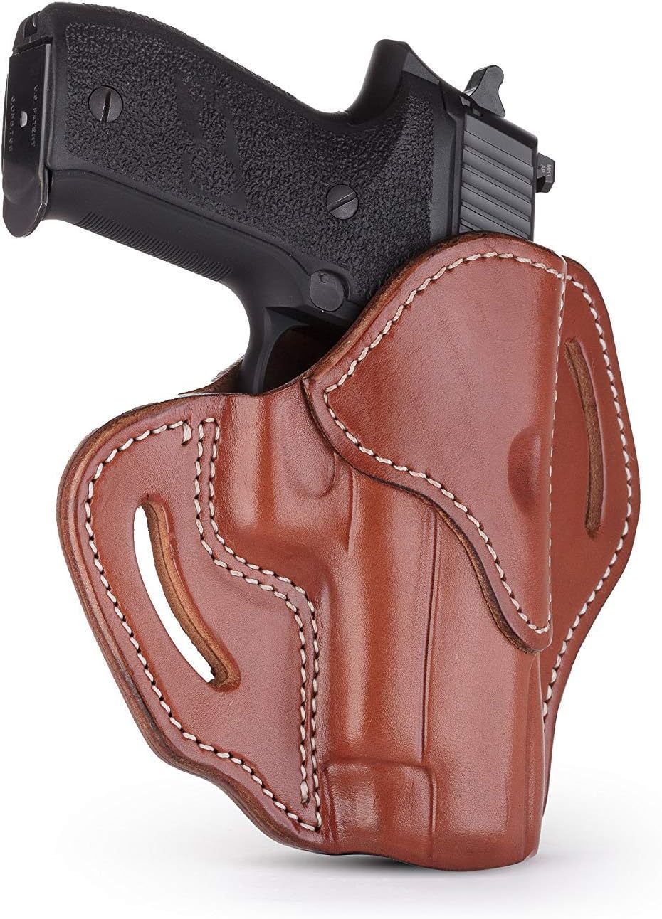 1791 Gunleather OWB Holster, Fits Sig P226, P220, P229, Beretta 92FS, VP9 | Right-handed leather gun holster also fits Beretta M9, Glock 17, 20, 21, 22, Springfield XD and 1911 with full rail