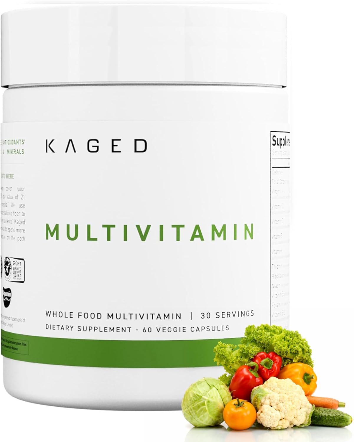 Kaged Multivitamin Capsules | Unflavored | Whole Foods Organic Fruits & Veggies | Plant Based Vegan Multivitamin | Vitamin C, D, E