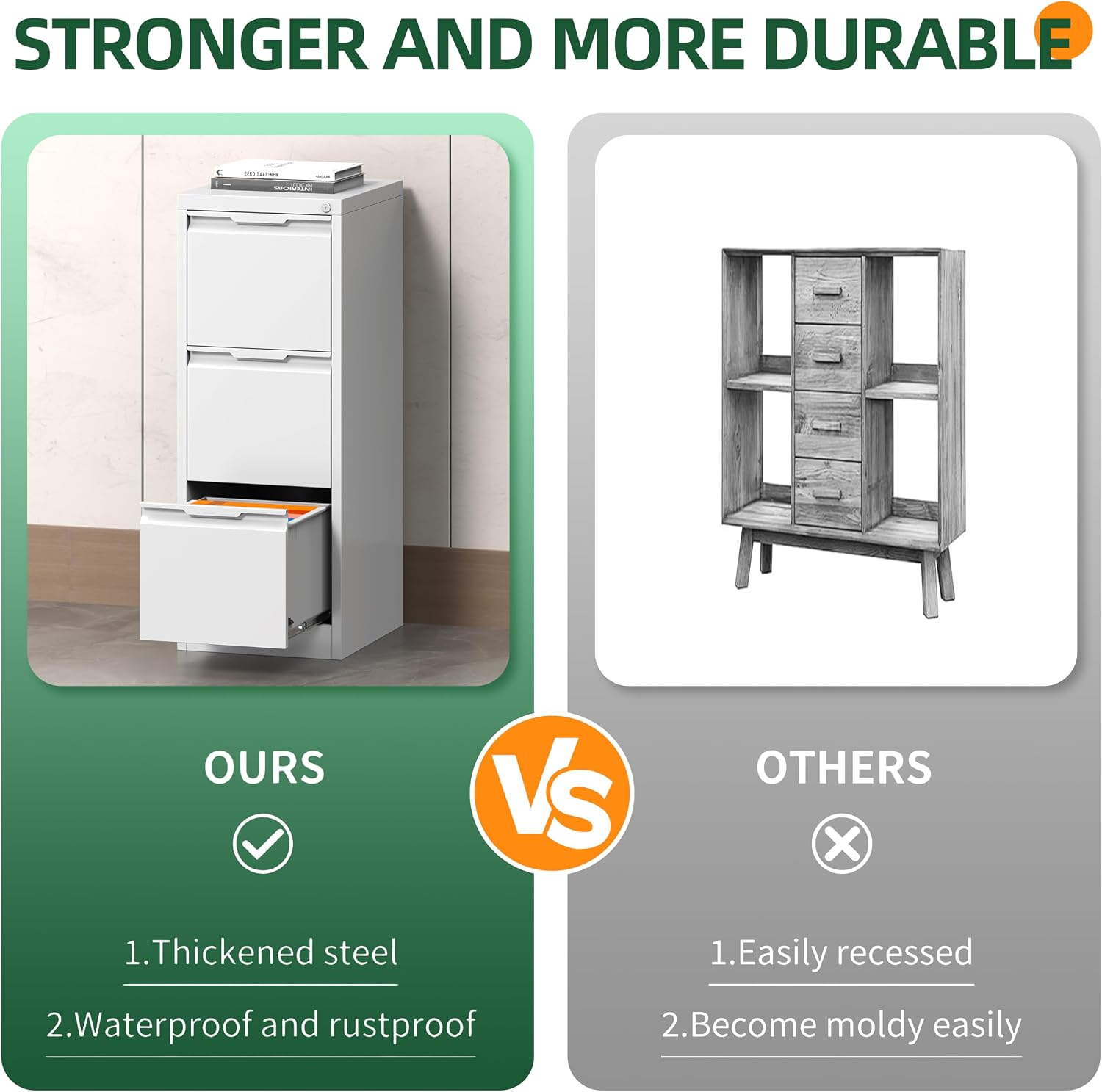 3 Drawer File Cabinet with Lock, Filing Cabinets for Home Office | Metal Vertical File Cabinets
