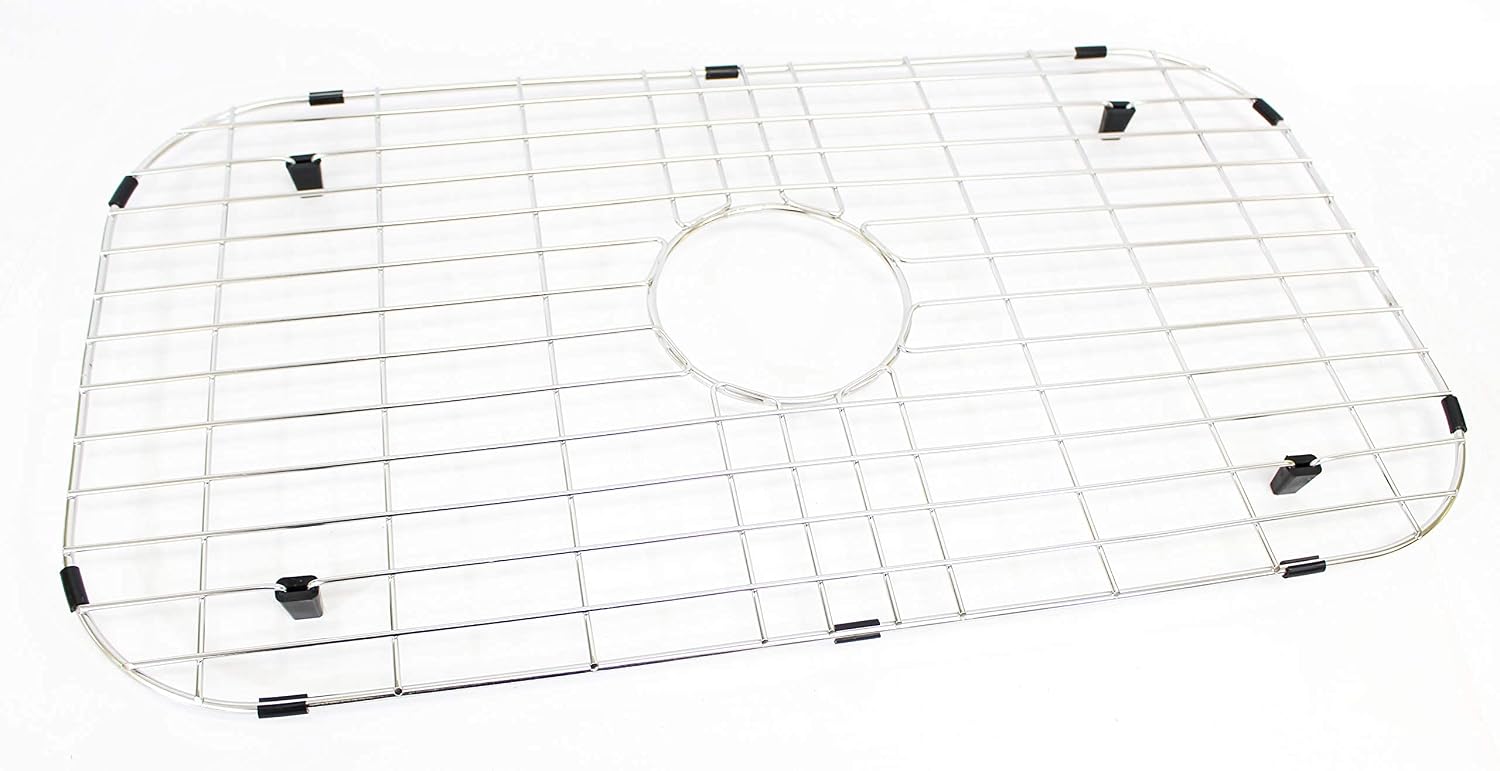 2 Pack Stainless Steel Sink Grid 14.125 x 12 in Rear Drain Hole