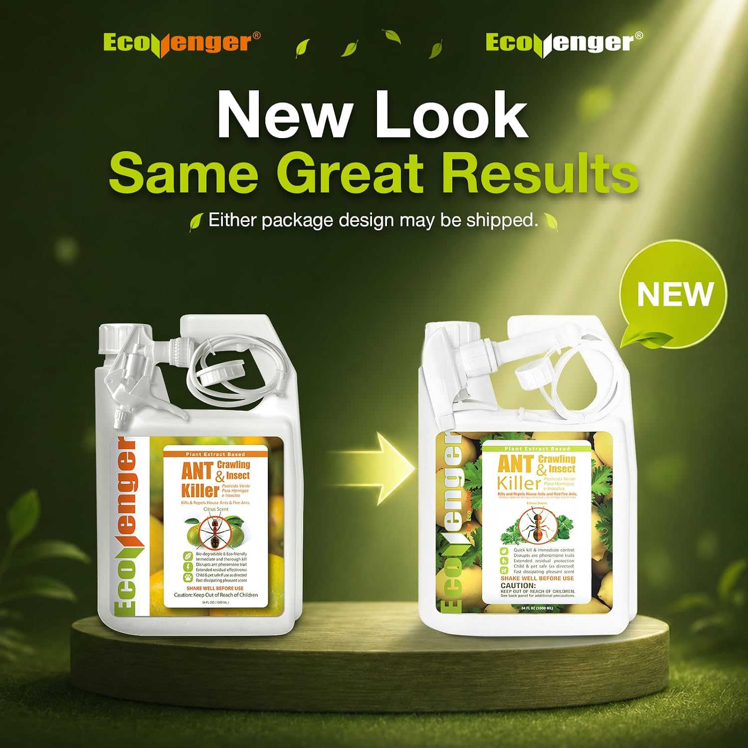 EcoVenger By EcoRaider Ant Killer & Crawling Insect Killer, 16 OZ Ready to Use, Indoor & Outdoor, Kills & Repels, Lasting Prevention, Natural & Non-Toxic Plant Based Formula, Pleasant Citrus Scent