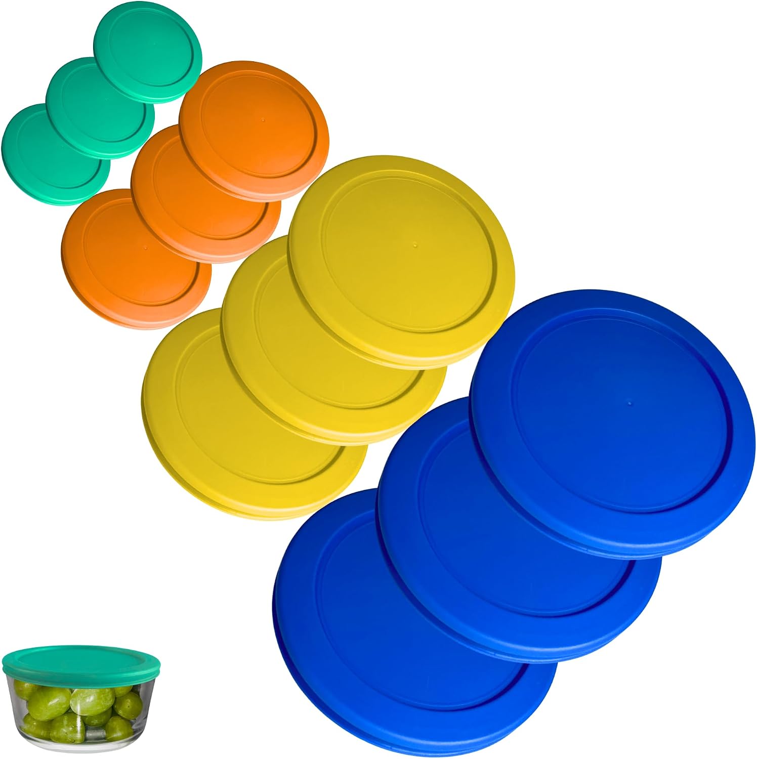 1, 2, 4 & 7 Cup Green, Orange, Blue, Red Replacement Lids/Covers for Pyrex