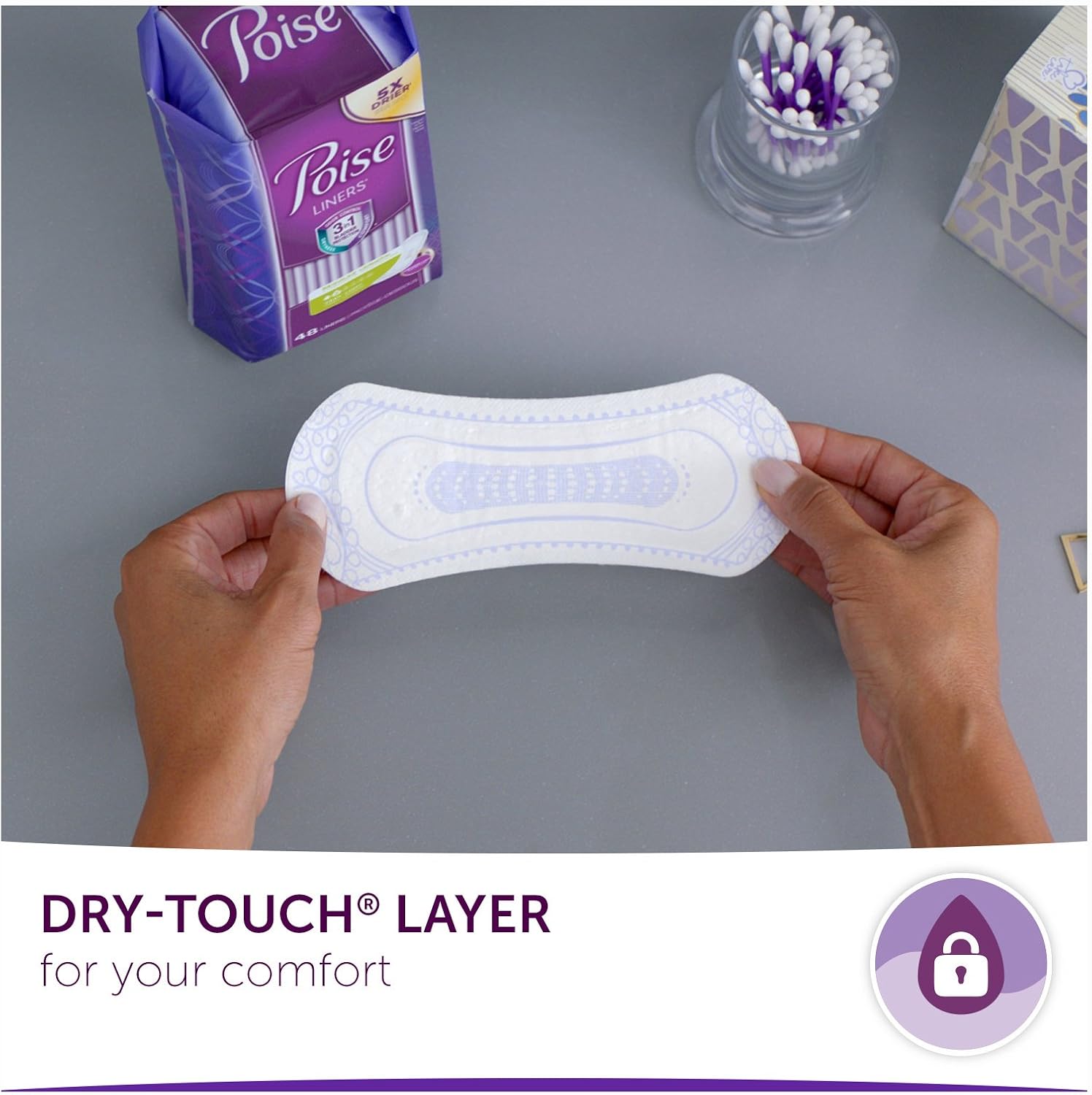 Poise Daily Incontinence Panty Liners, Very Light Absorbency, Regular, 288 Count (6 Packs of 48)