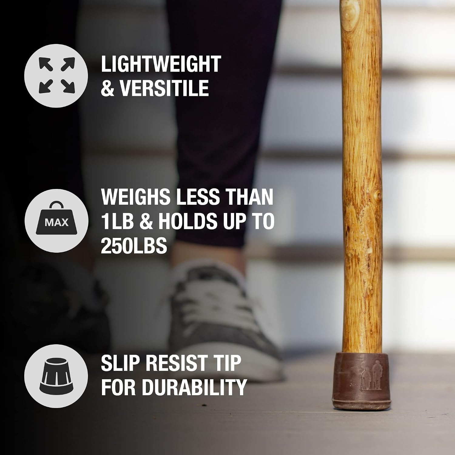 Brazos Rustic Wood Walking Stick, Maple, Traditional Style Handle, for Men & Women, Made in The USA, 55"