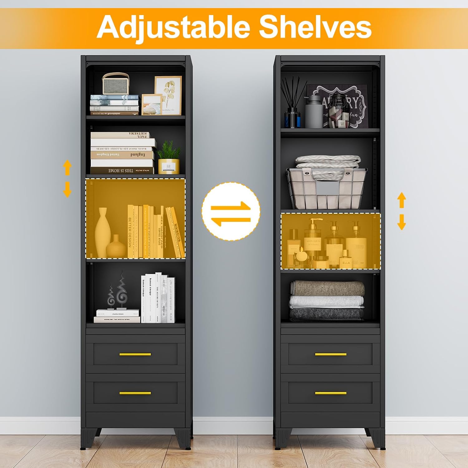 Ckzbx Tall Narrow Storage Cabinet 66.93" H Tall Bathroom Cabinet Metal Pantry Cabinets, 4 Adjustable Shelves for Kitchen, Home Office, Living Room, Dinning Room (20 inches Wide White)