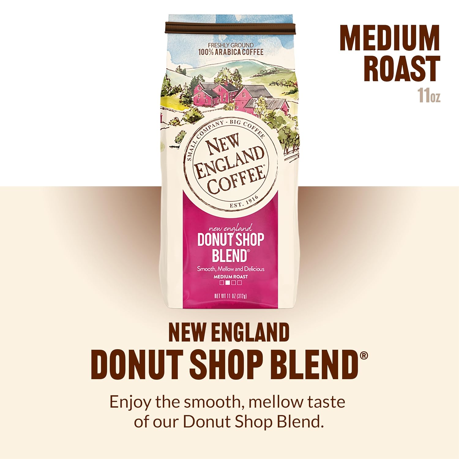 New England Coffee French Roast Dark Roast Ground Coffee, 10oz Bag (Pack of 1)