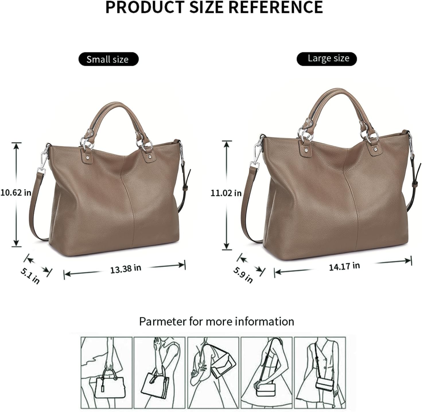 Kattee Genuine Leather Tote Purse for Women, Top Handle Satchel | Soft genuine leather tote with roomy storage and versatile carry for work, shopping, and travel.