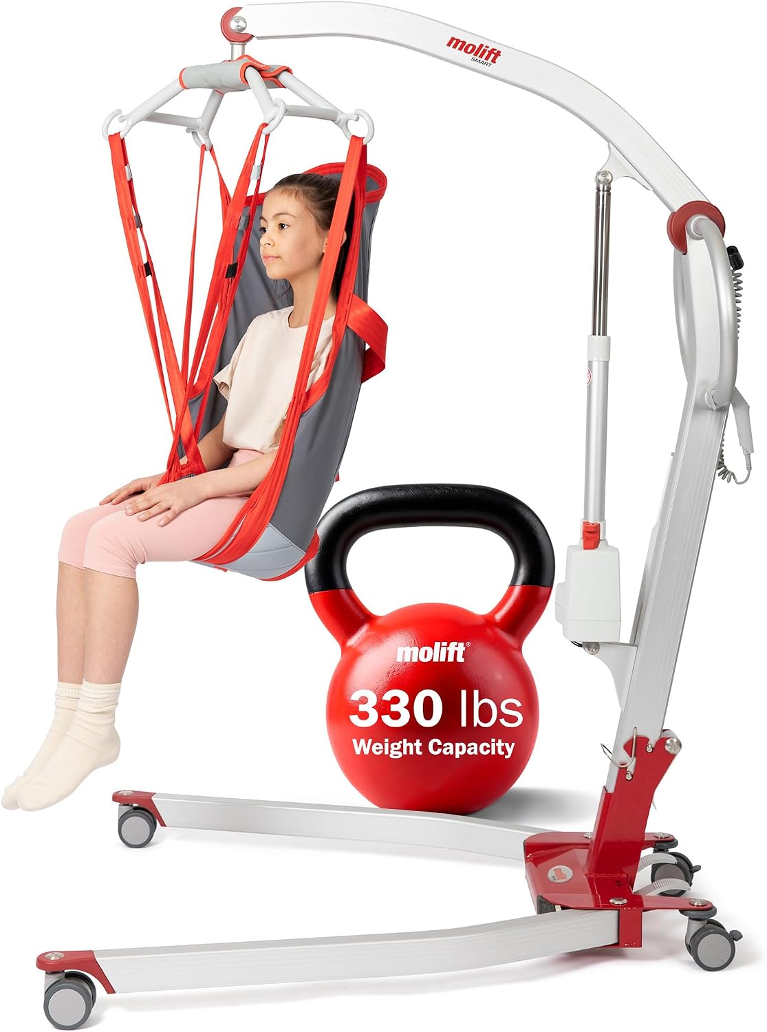 Molift Smart 150 Premium Electric Patient Lift Transfer Chair - No-Assembly Foldable Design for Home & Travel - Intelligent Professional-Grade Lift