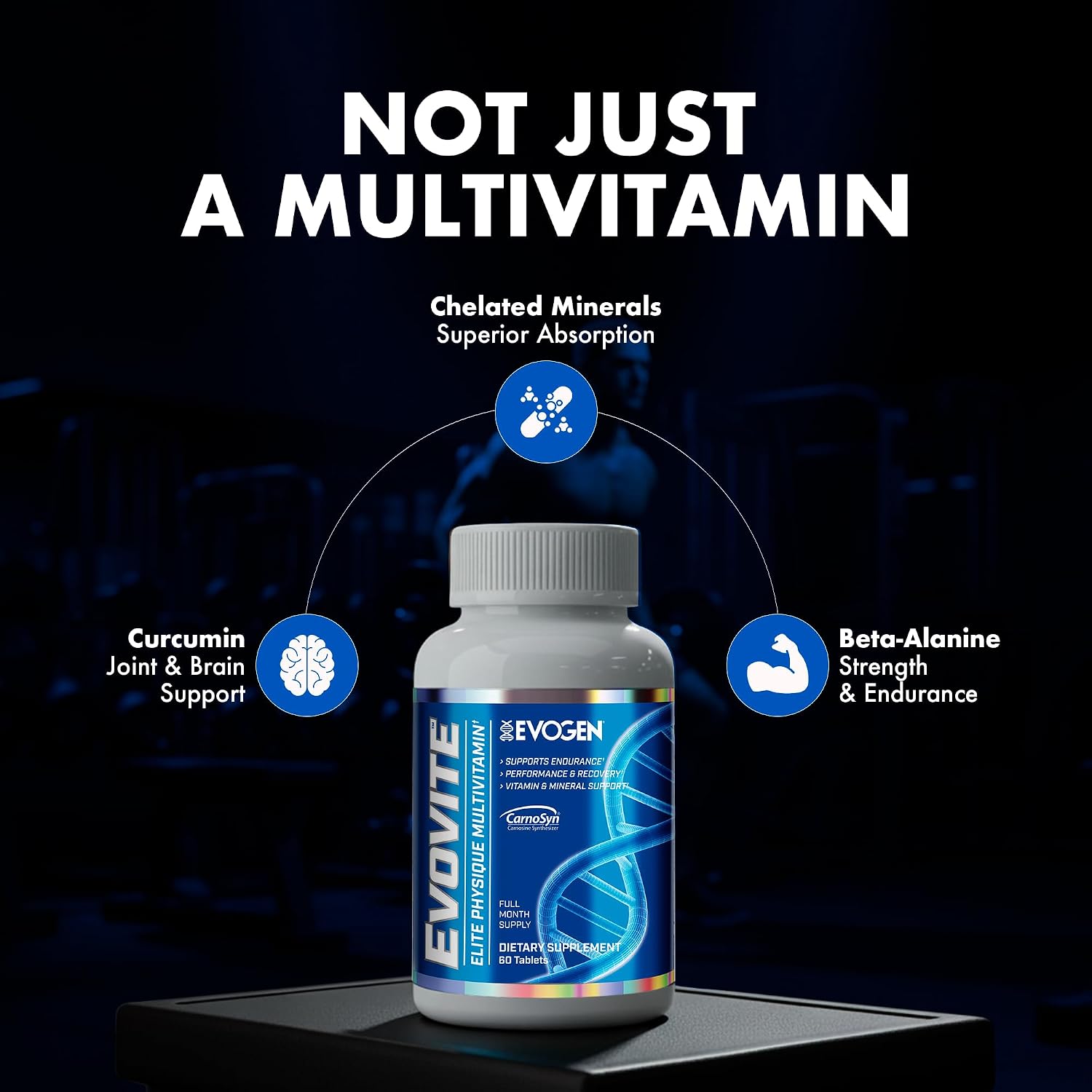 Evogen Evovite Multivitamin Tablets | 30 Servings | Albion chelated minerals with CarnoSyn beta-alanine, Longvida curcumin, boron