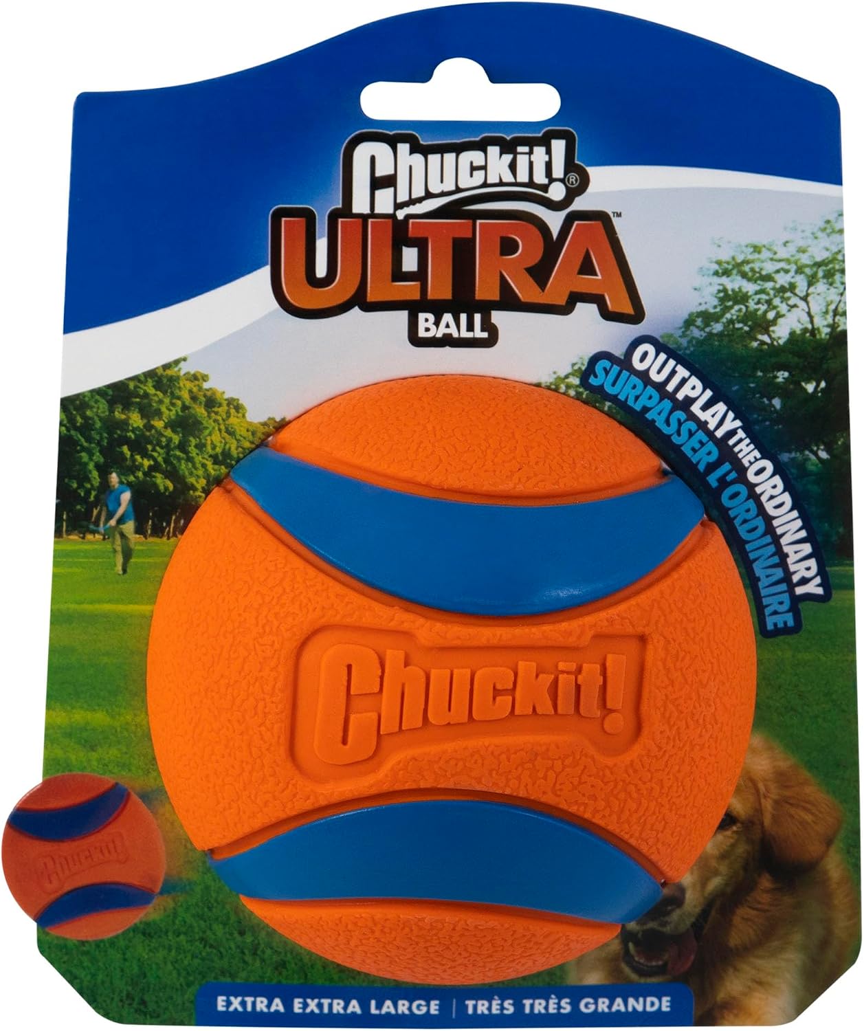 Chuckit! Ultra Ball Dog Toy - Size Large - For Dogs 60-100 lbs - Made from Durable Rubber - Super Bouncy - Floats in Water - 3-inch Diameter - Pack of 1