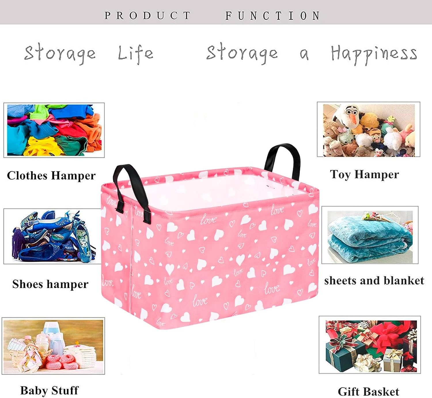 Kid Storage Basket Gift Shelf Basket Toy Storage Bin, Nursery Basket Organizer Box for Children Room Deco With Handles (Grey deer)