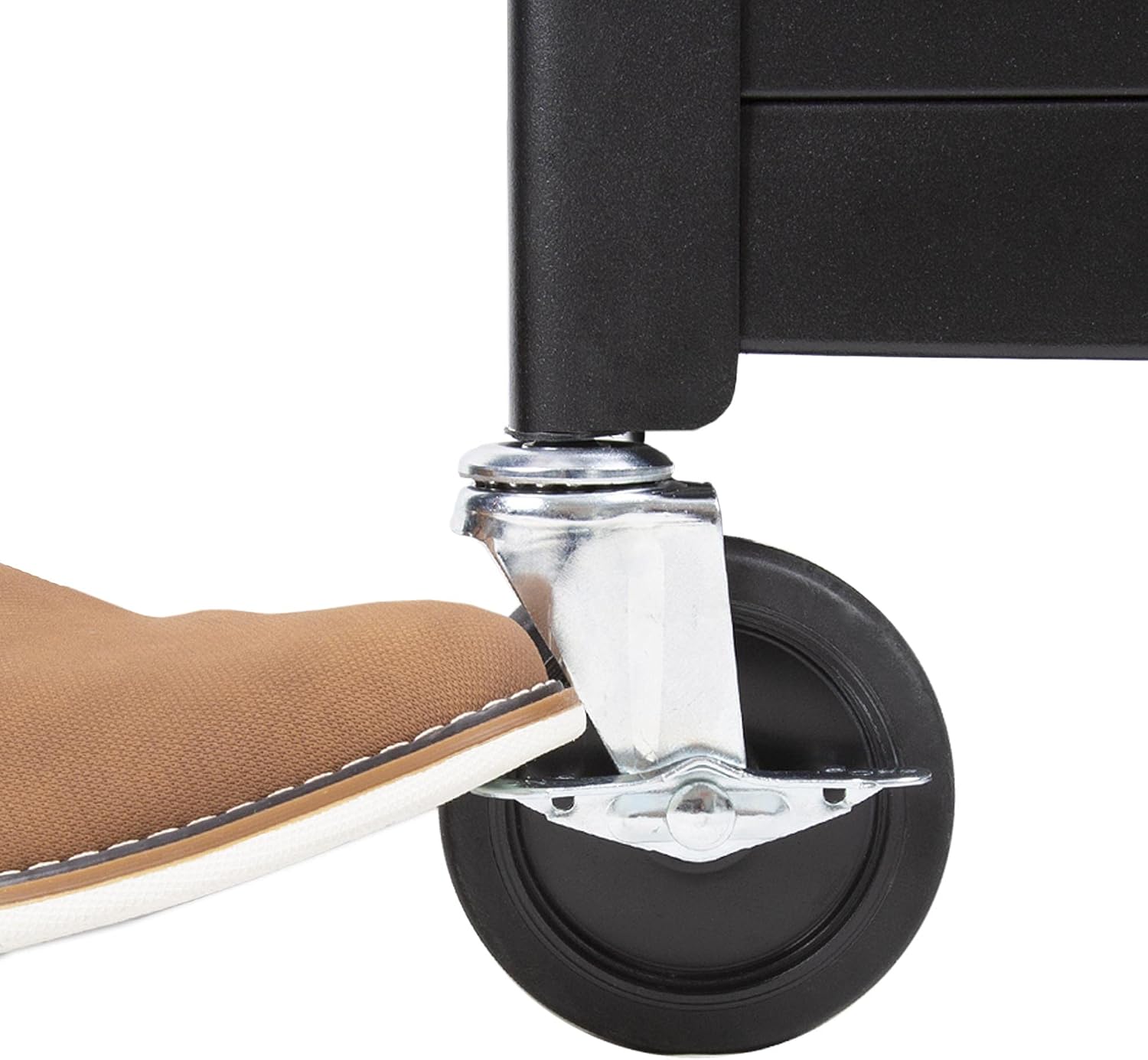 Line Leader AV Cart w/Locking Cabinet, Black Metal Utility Cart with Storage Shelf - Height Adjustable, Mobile and Great for Offices, Classrooms, Libraries (Black, 24in x 18in)