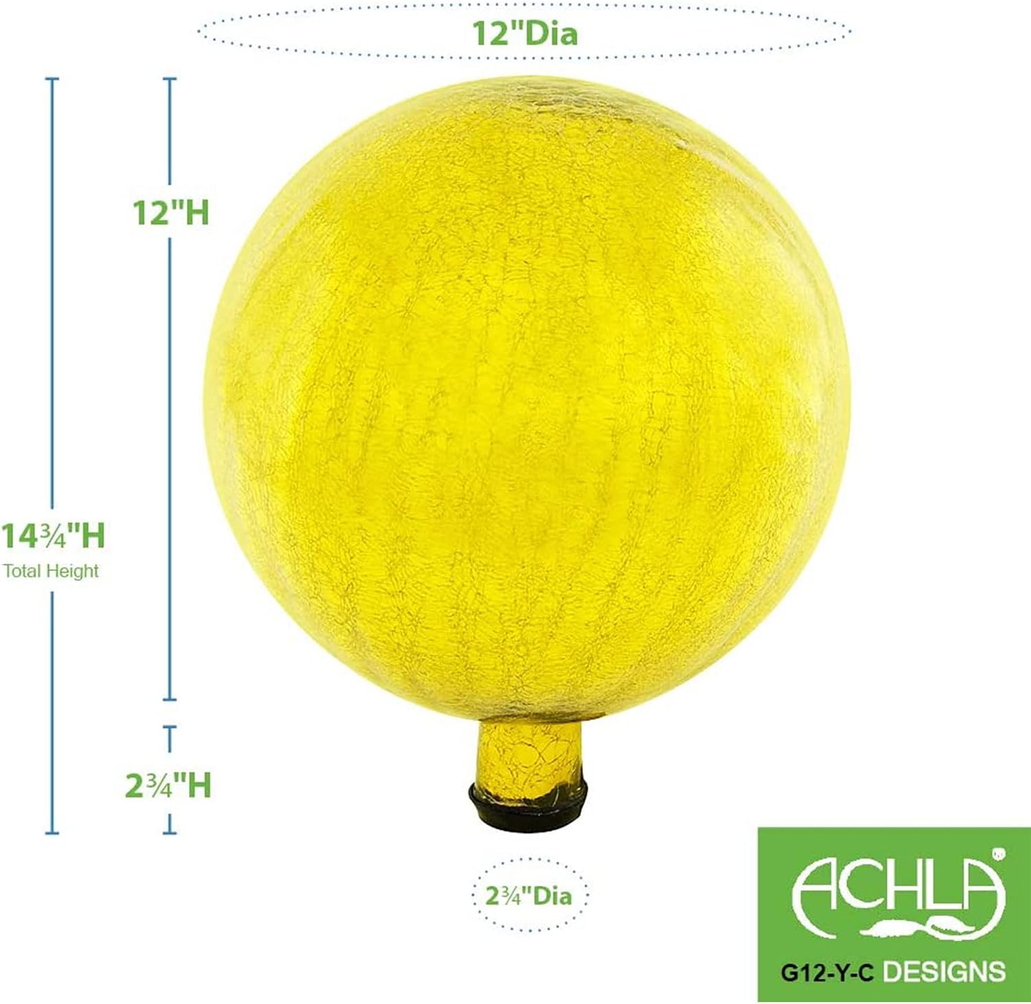 Achla Designs G10-FG-C Gazing, Fern Green 10 inch Glass Garden Globe Ball Sphere, 10
