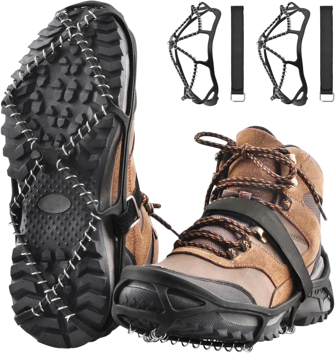 Ice Cleats for Shoes and Boots Anti Slip Ice Grips Snow Crampons Traction Cleats Hiking Fishing Walking Gear
