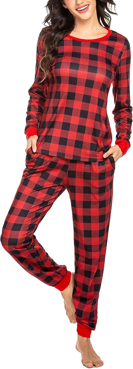 Ekouaer Womens Pajamas Sets Long Sleeve Tops with Jogger Pants
